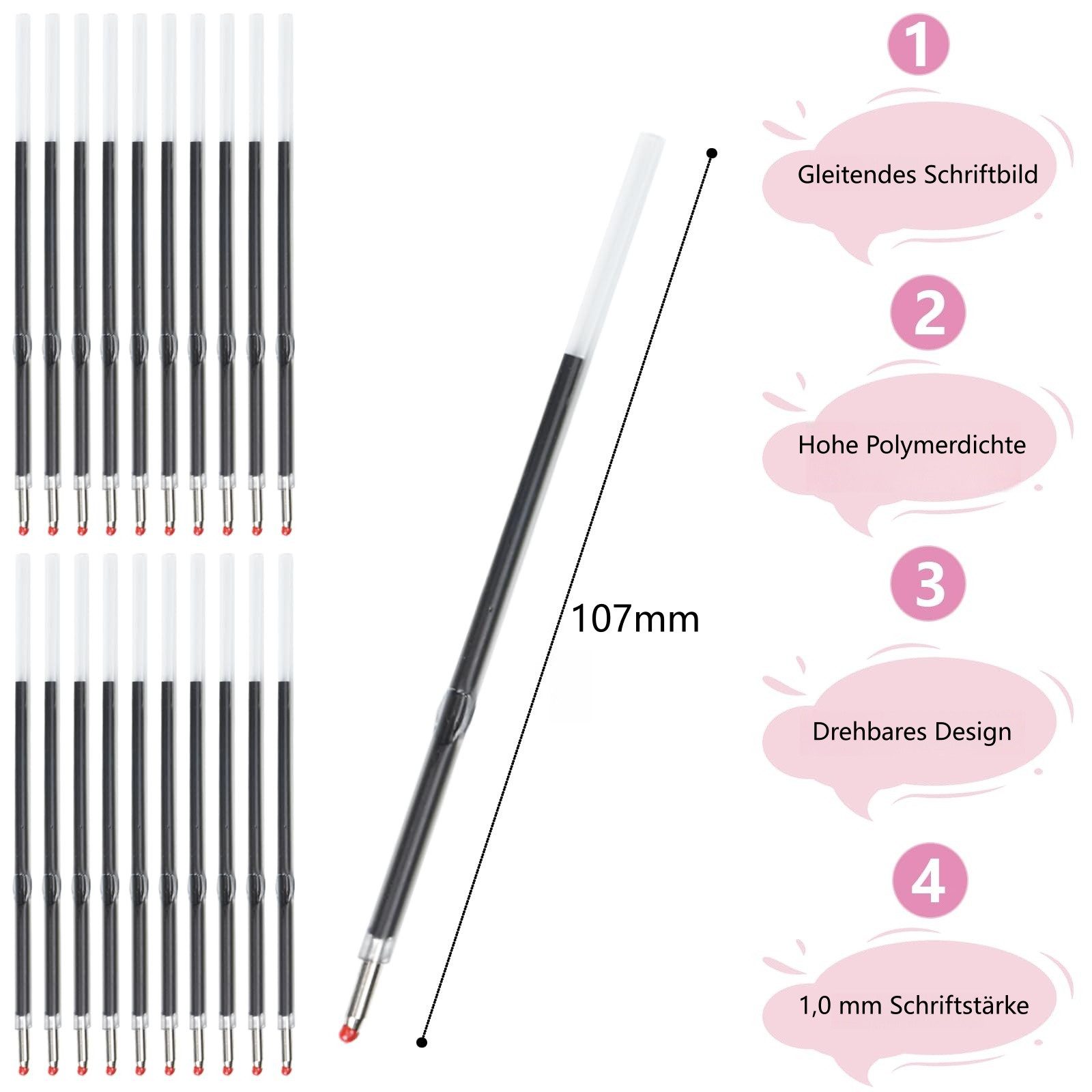 FOUORTUNATE-BEE Kugelschreiber Kugelschreiber Set 10 Stifte mit 20 Minen 2in1 Stift Büro Schule, 2in1 Kugelschreiber Set 10 Stück mit Stylus und 20 Ersatzminen – Bild 3 von 5