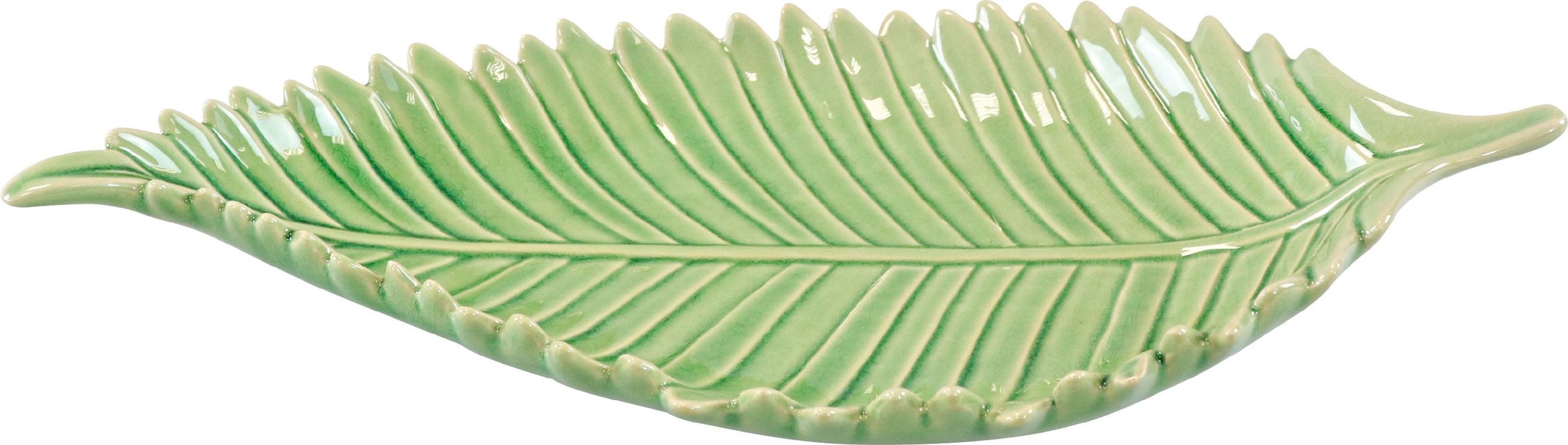 FURNARO Dekoschale, in Blattform mit detaillierter Blattstruktur aus Keramik 43x22x5cm