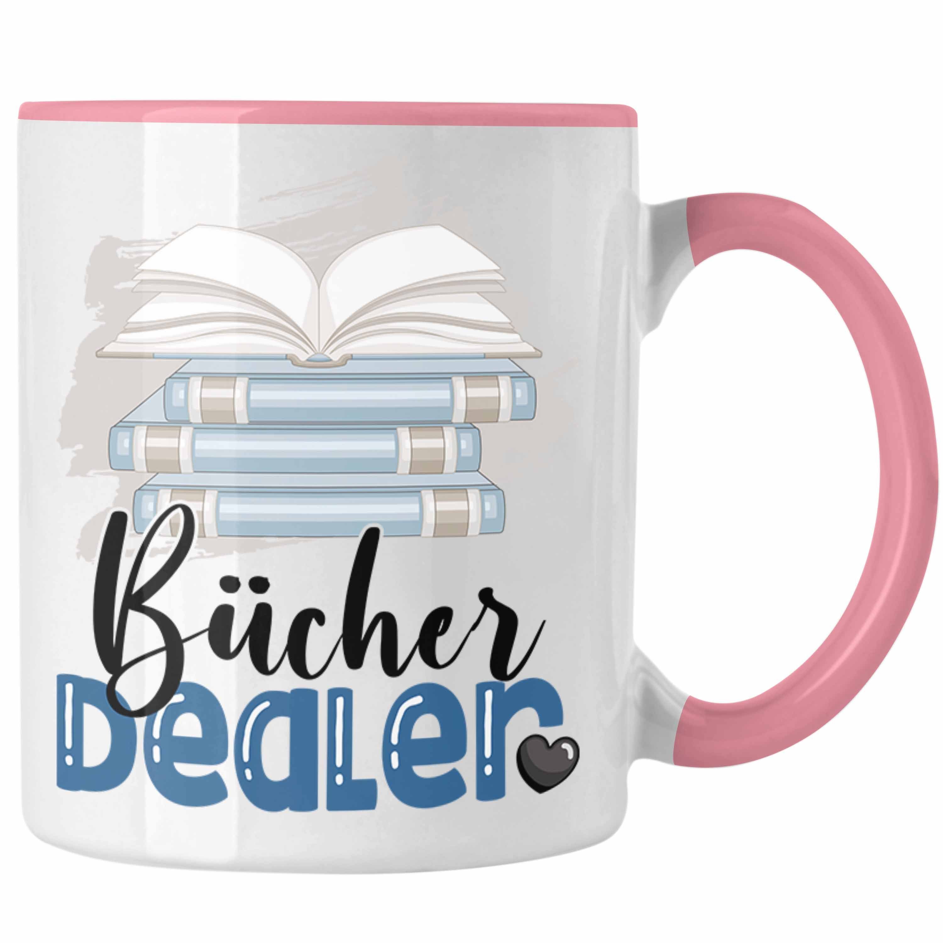 Trendation Tasse Bücher Dealer Tasse Rosa Geschenk für Bibliothek Bücher-Verkäufer Geburtsta