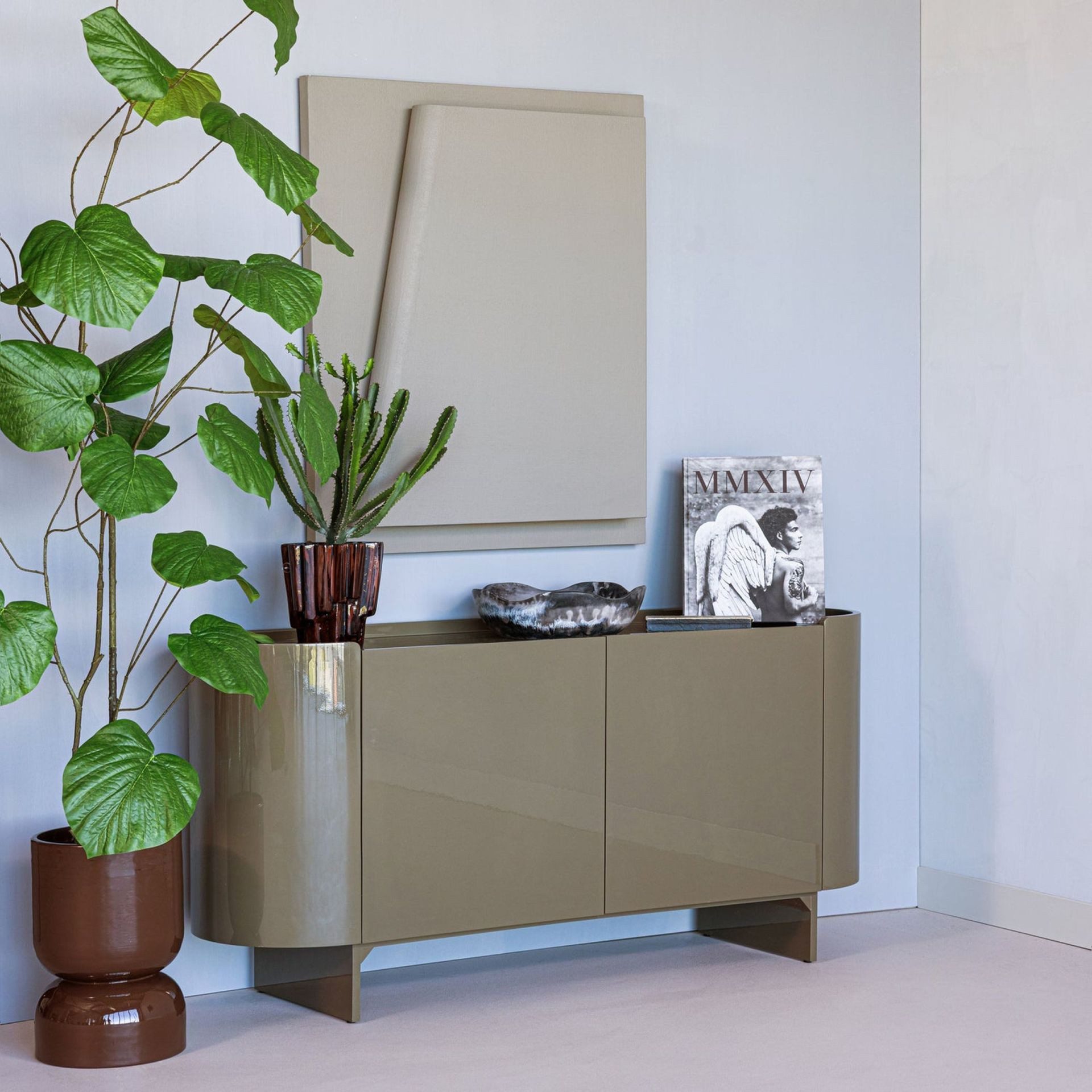WOOOD Kommode Retro Sideboard Liora Hochglanz Grün Oval