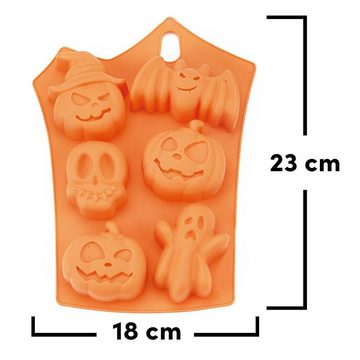 Metamorph Eiswürfelform Halloween Figuren Silikonform 6-fach, Mit der Kuchenform aus Silikon für sechs Halloween-Figuren gelingen d