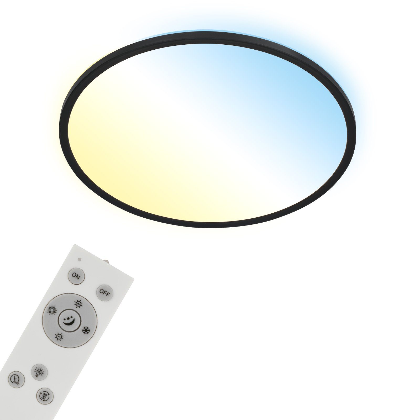 Briloner Leuchten LED Panel 3728-015, CCT Farbtemperatursteuerung,  Fernbedienung, dimmbar, ultraflach, indirektes Licht, Nachtlicht, LED fest  verbaut, Farbwechsler, Kaltweiß, Neutralweiß, Tageslichtweiß, Warmweiß,  Deckenlampe, 48x3cm, Schwarz, 31W