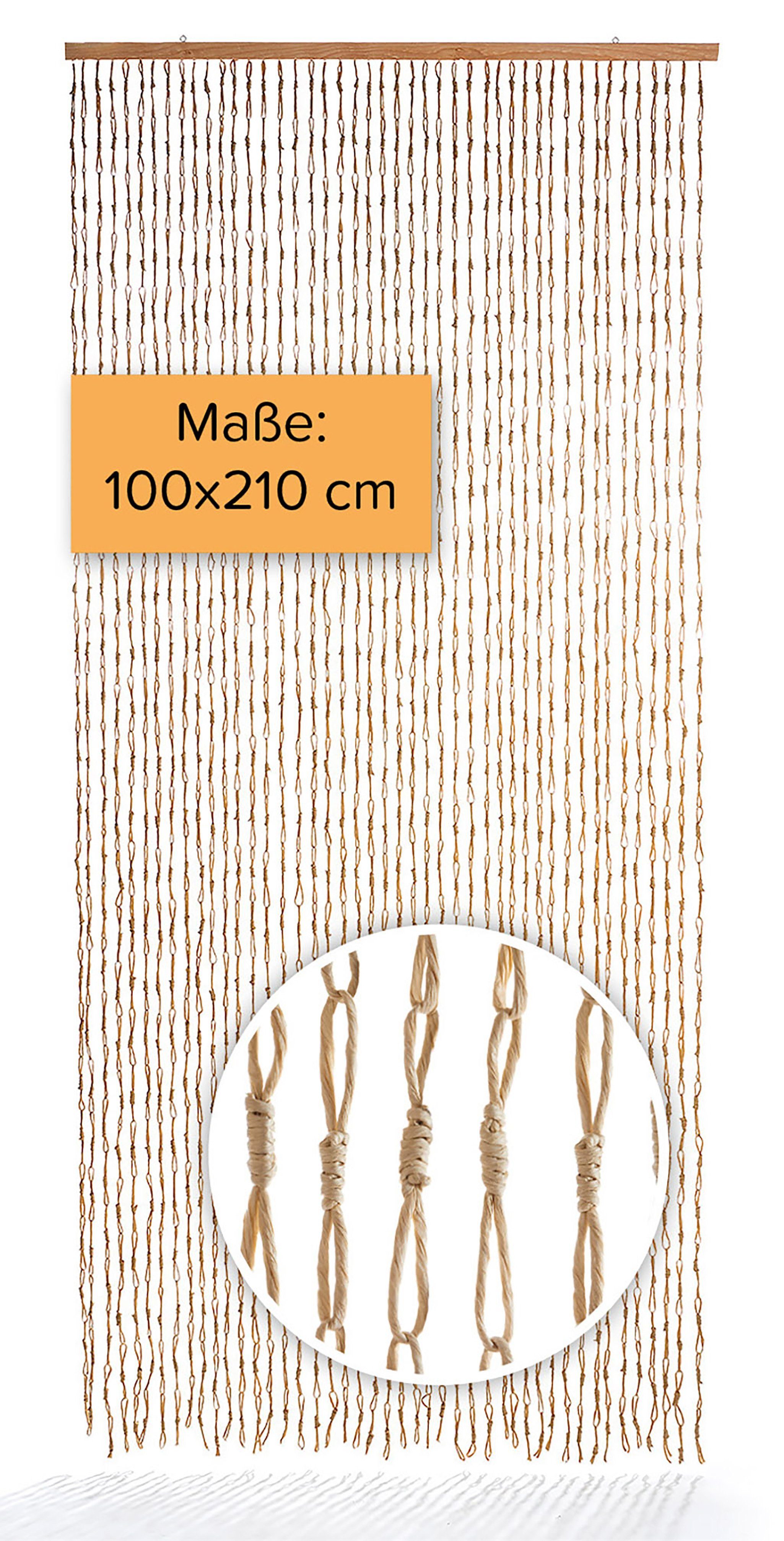 Vorhang 100x210cm, Türvorhang beige St) (1 Papier Stränge Kobolo, Ösen 45 CIRCLES