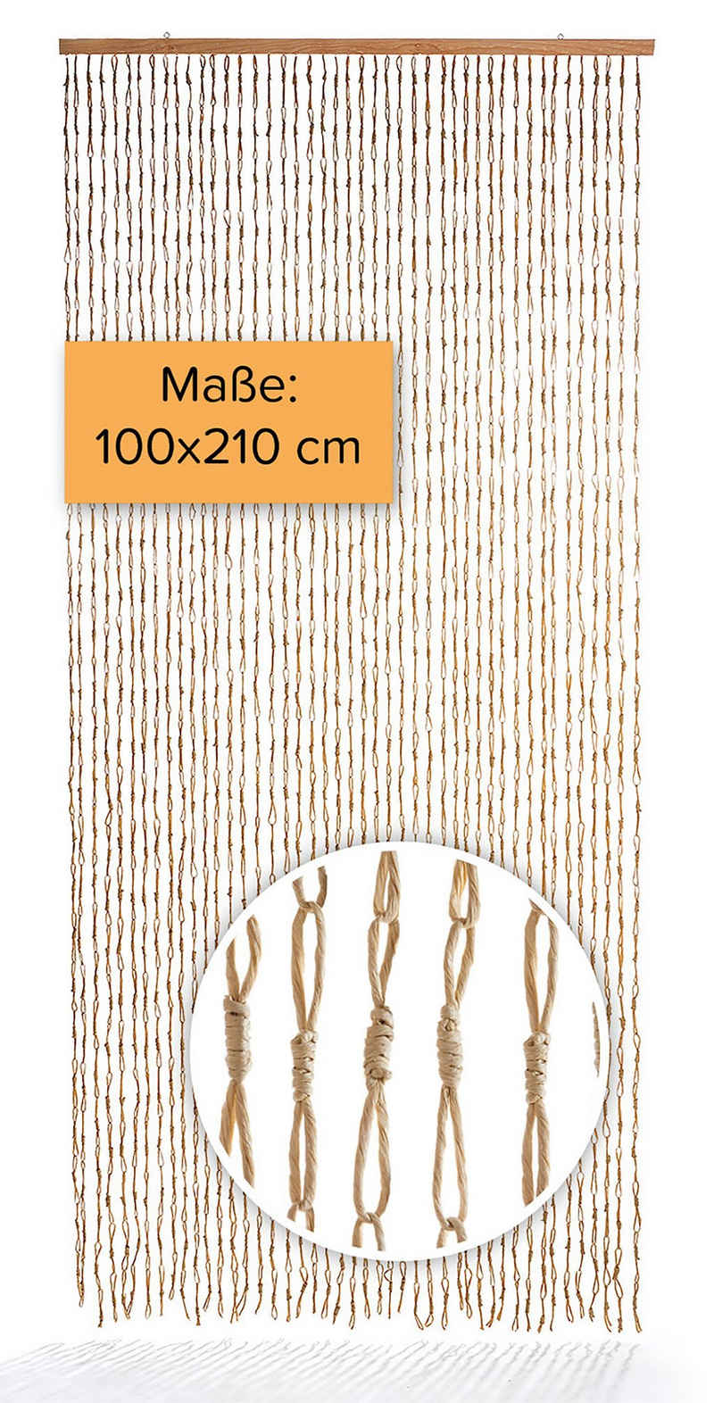 Türvorhang Vorhang CIRCLES Papier beige 45 Stränge 100x210cm, Kobolo, Ösen (1 St)