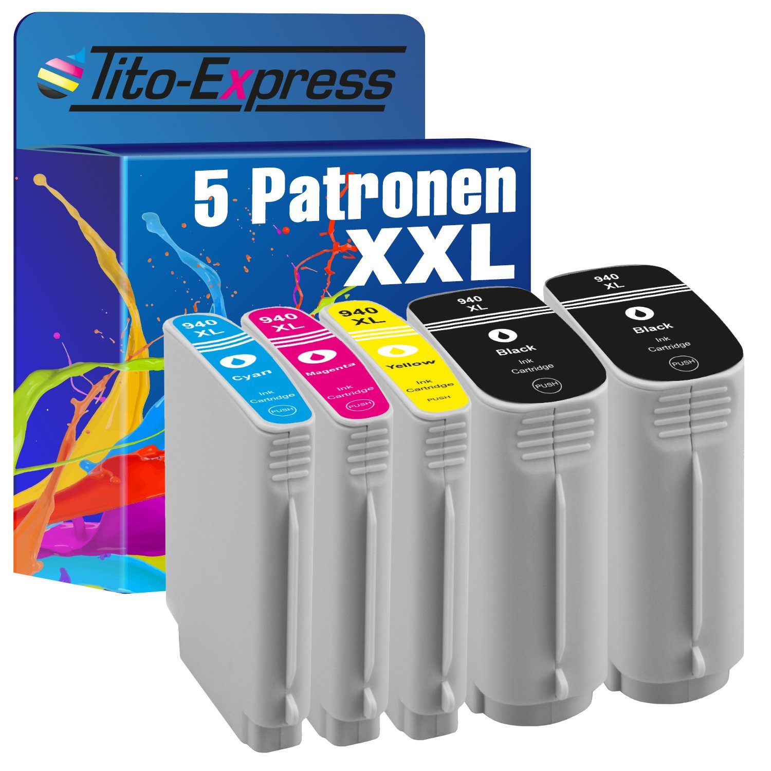 Tito-Express 5er Set ersetzt HP 940 XL 940XL Tintenpatrone (Multipack, für OfficeJet Pro 8000 Enterprise Wireless 8500A 8500 A Plus Premium)