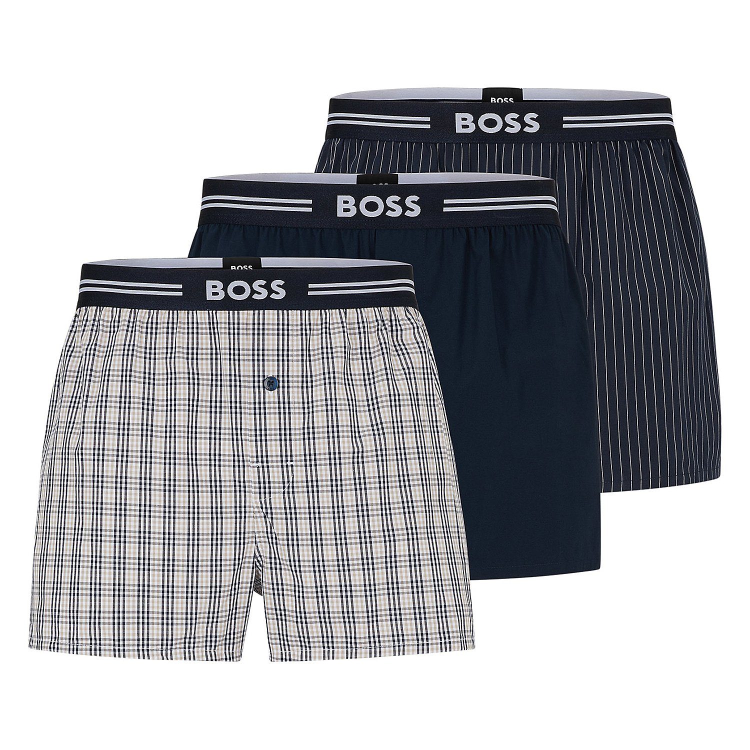 BOSS Boxershorts "3P Woven Boxer" Packung, 3er Pack, 3 Stk. tlg., mit Eingr günstig online kaufen