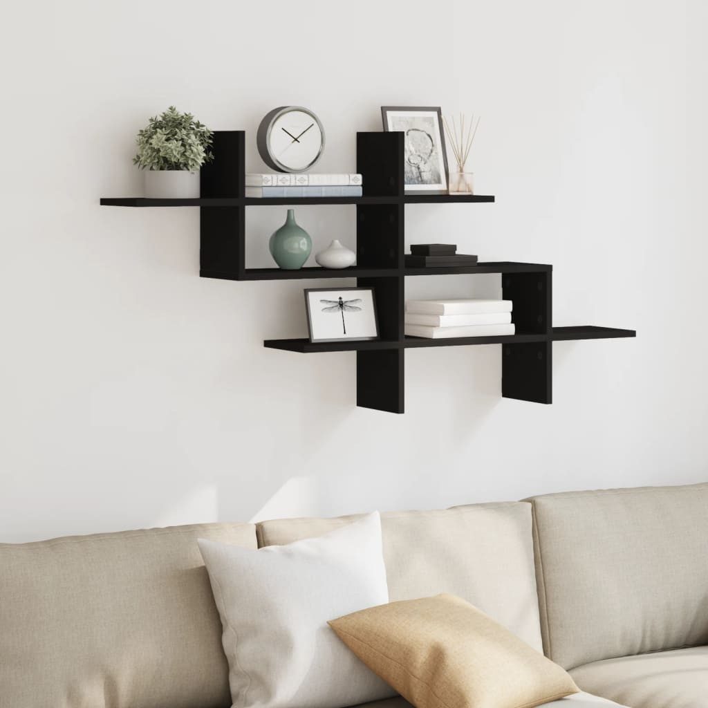 vidaXL Regal Wandregal Schwarz 124,5x18x60,5 cm günstig online kaufen
