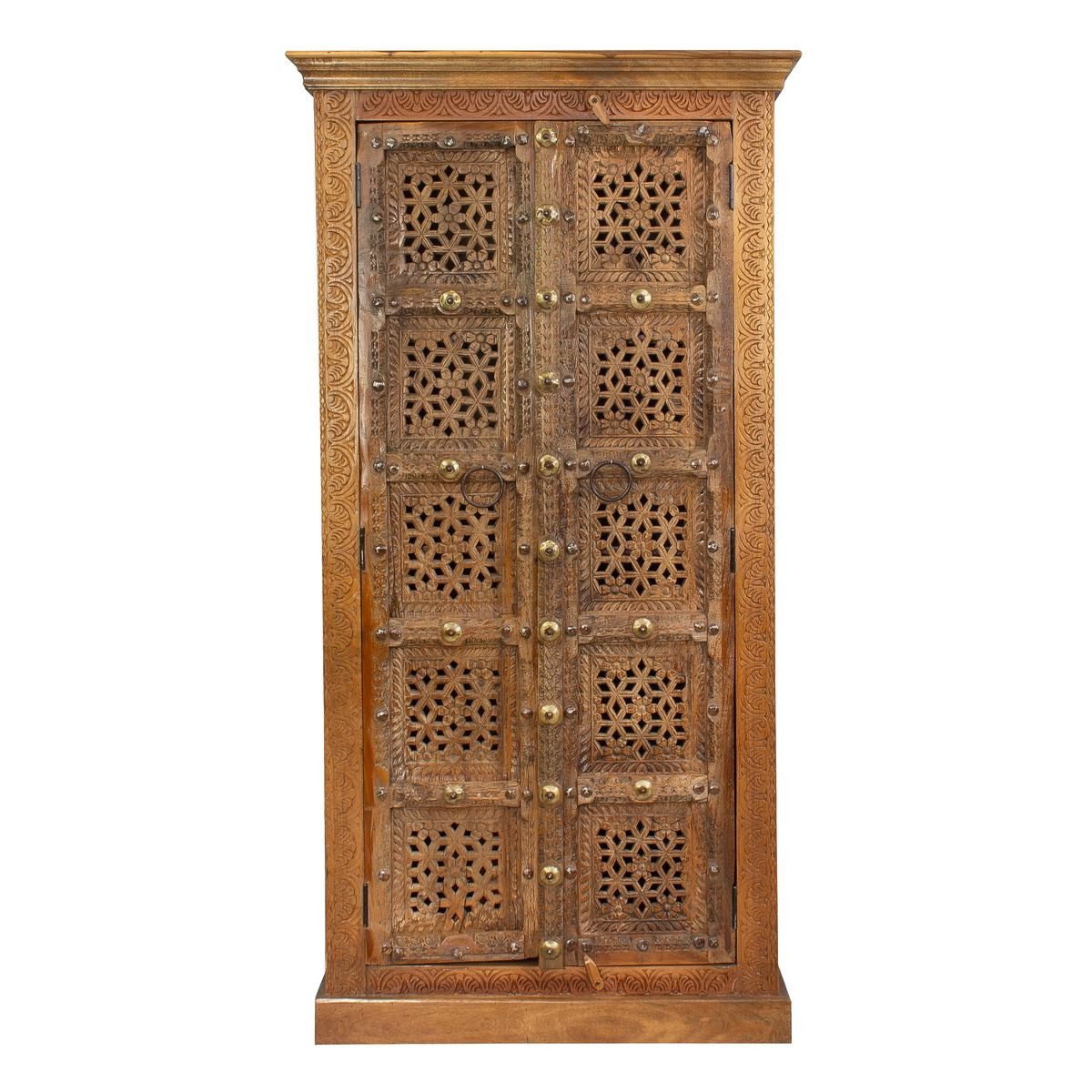 Oriental Galerie Mehrzweckschrank Brauner Schrank mit Antiken Türen Old Door Modell 1-176 cm