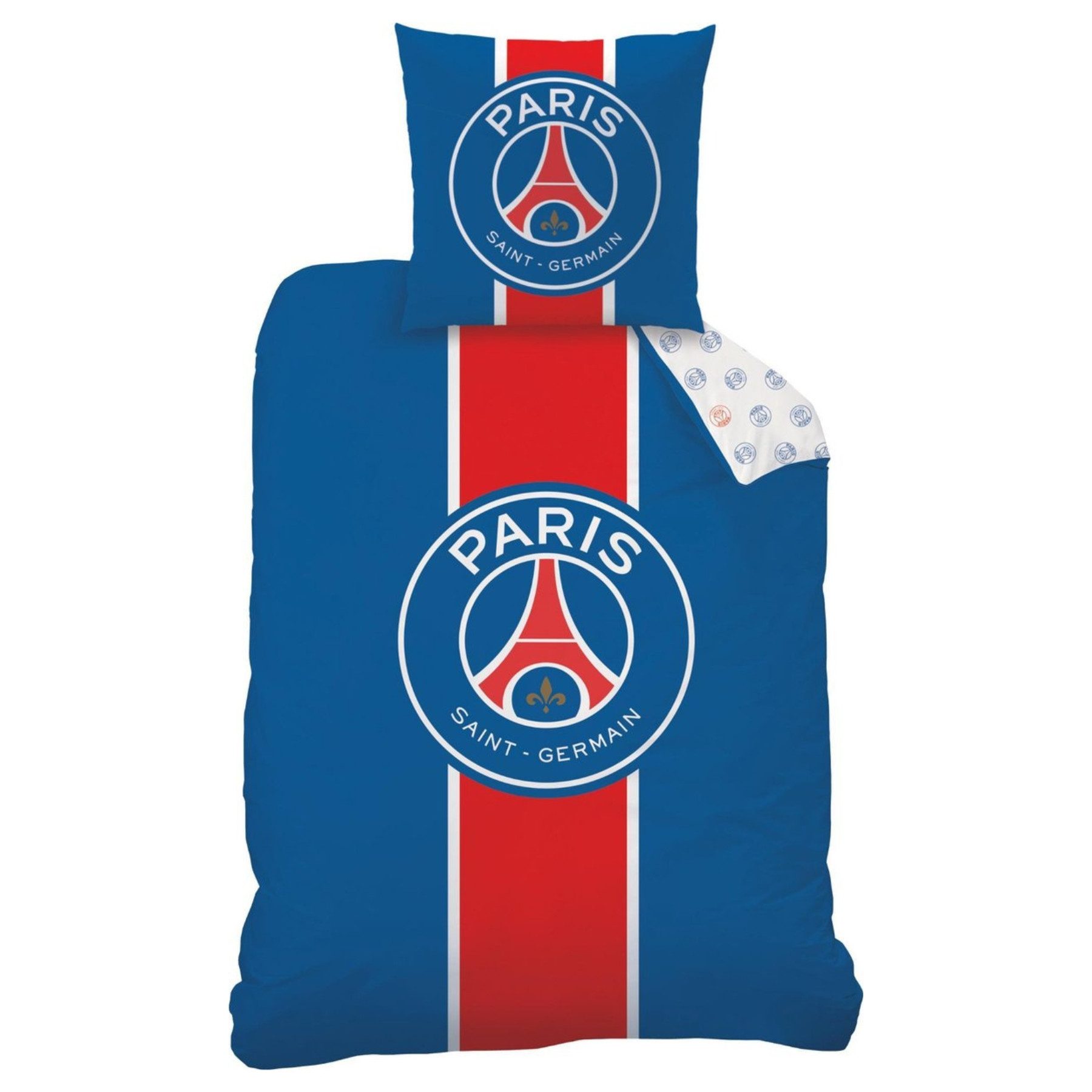 PARIS SAINT-GERMAIN Bettwäsche Set aus Baumwolle 140 × 200 cm mit Kissenbezug 60 × 63 cm, Baumwolle