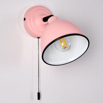 hofstein Wandleuchte »Scerne« verstellbare Wandlampe aus Metall in Rosa/Weiß/Schwarz, ohne Leuchtmittel, 1xE14, Wandspot im Retro-Design, mit Zugschnur zum An-/Ausschalten