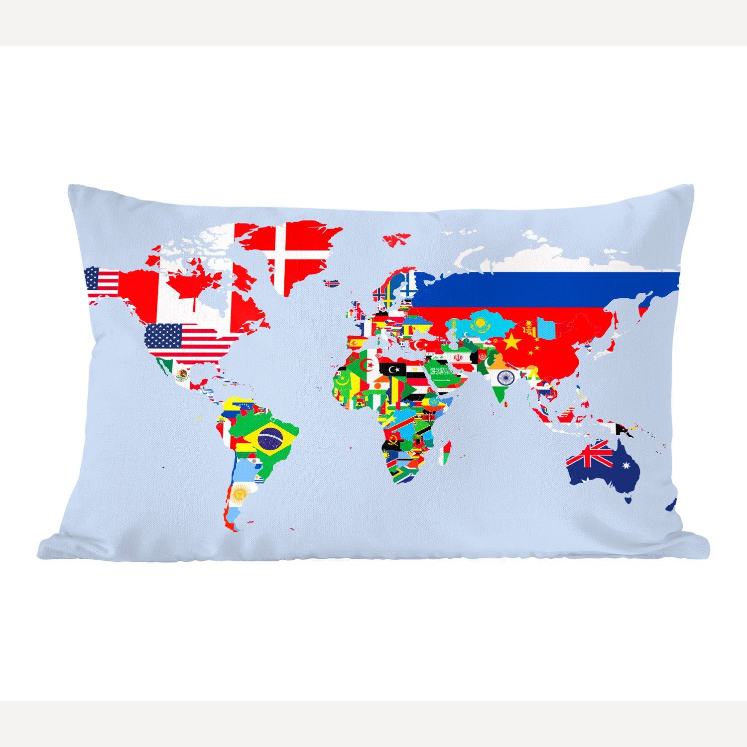 MuchoWow Dekokissen Welt - Karte - Flagge - Länder, Wohzimmer Dekoration, Zierkissen, Dekokissen mit Füllung, Schlafzimmer