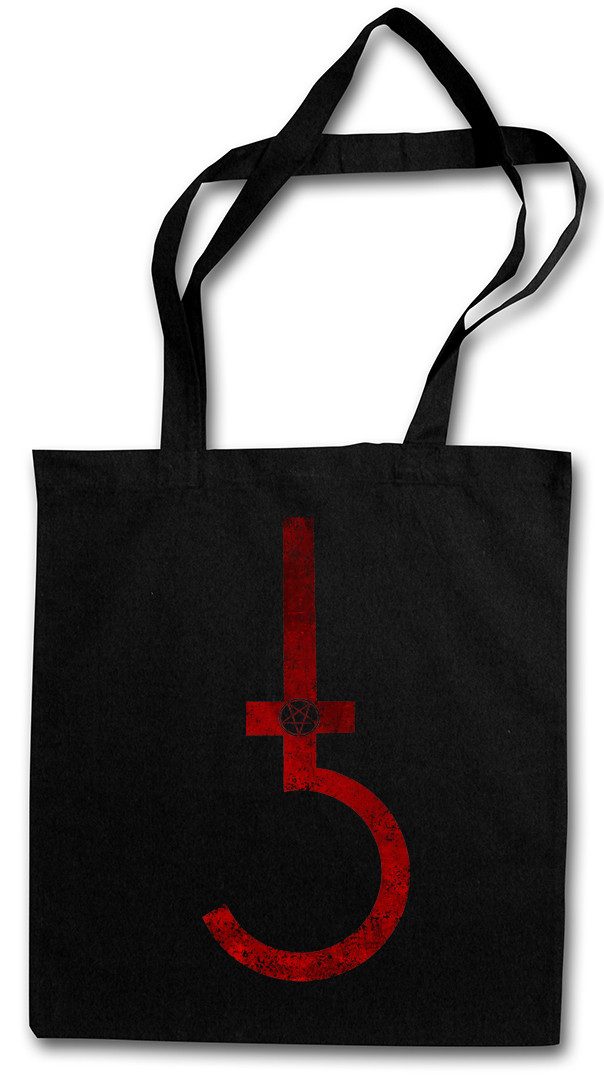 Beuteltasche Satanic Cross Stofftasche Symbol Pentagram 666 Sign Double Kreuz
