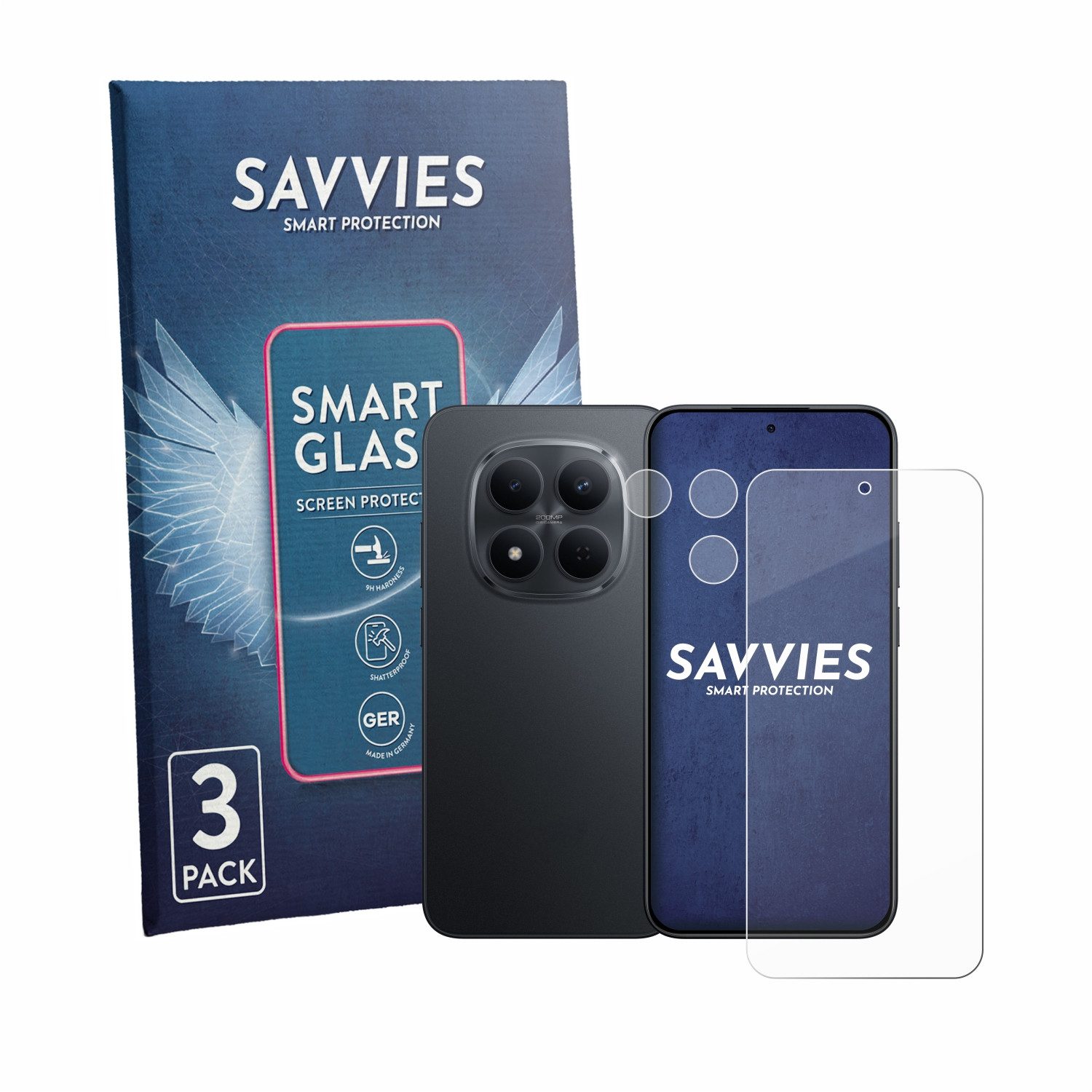 Savvies Displayschutzglas Schutzglas Panzer für Xiaomi Redmi Note 15 Pro 5G (Display+Kamera), 3 Stück, Schutzfolie Display Schutz Glas Folie klar