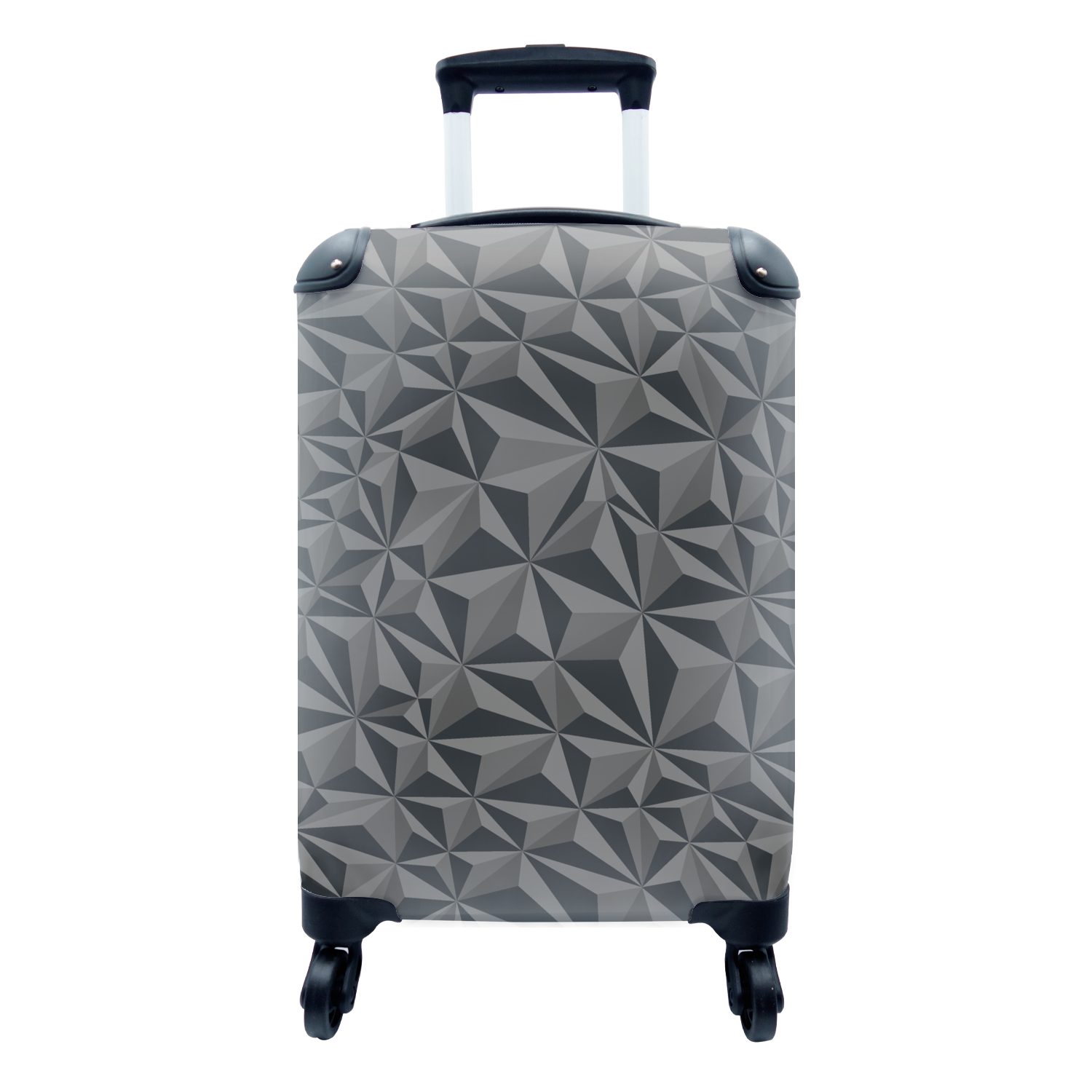 MuchoWow Handgepäckkoffer Geometrie - Grau - 3D - Muster, 4 Rollen, Reisetasche mit rollen, Handgepäck für Ferien, Trolley, Reisekoffer
