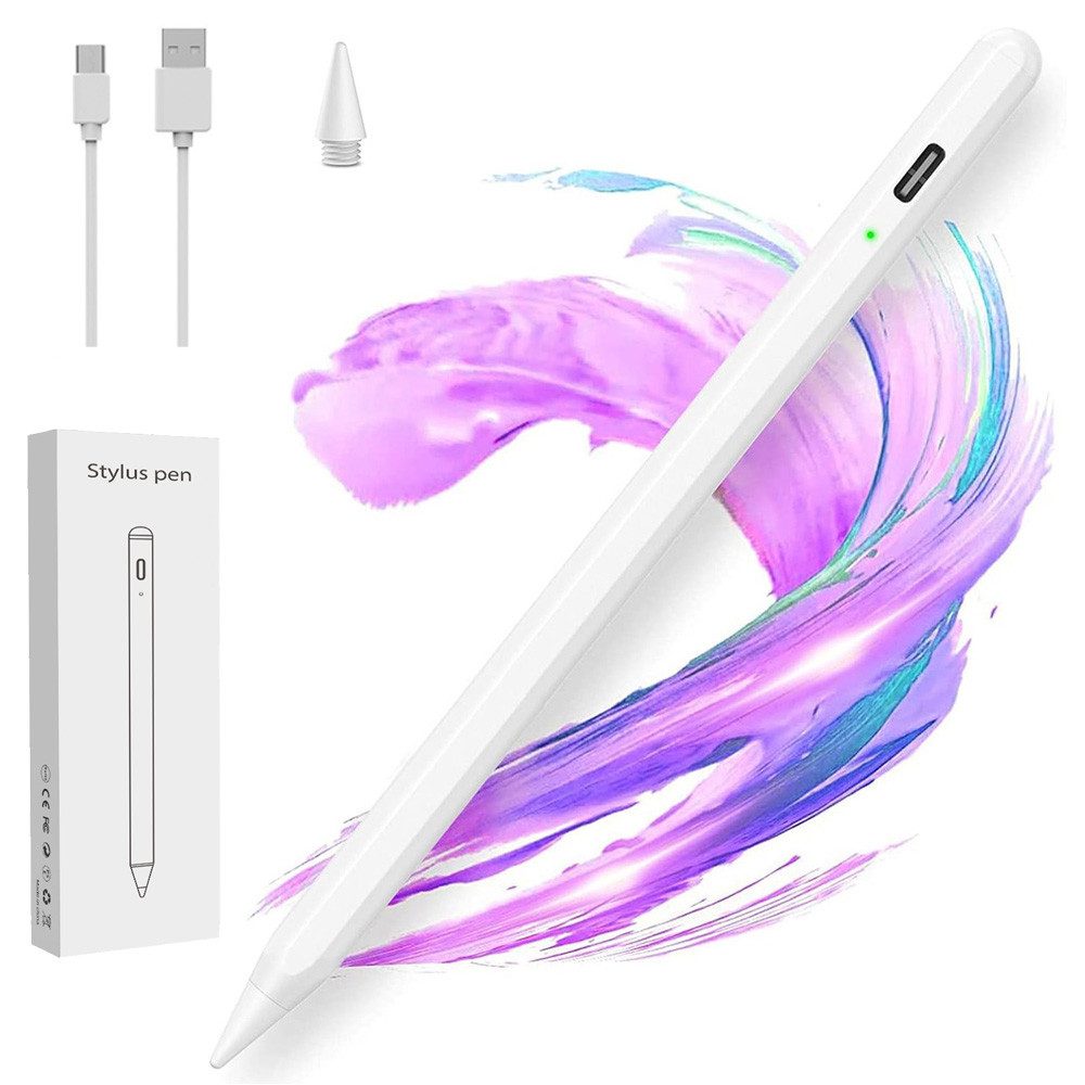 zggzerg Eingabestift Stylus Stift für Apple iPad (2018-2025) mit USB-C Schnellladeleistung Stylus Pen für iPad 9/8/7/6, Mini 6/5, Air 4/3, Pro 5/4/3 (Weiß)