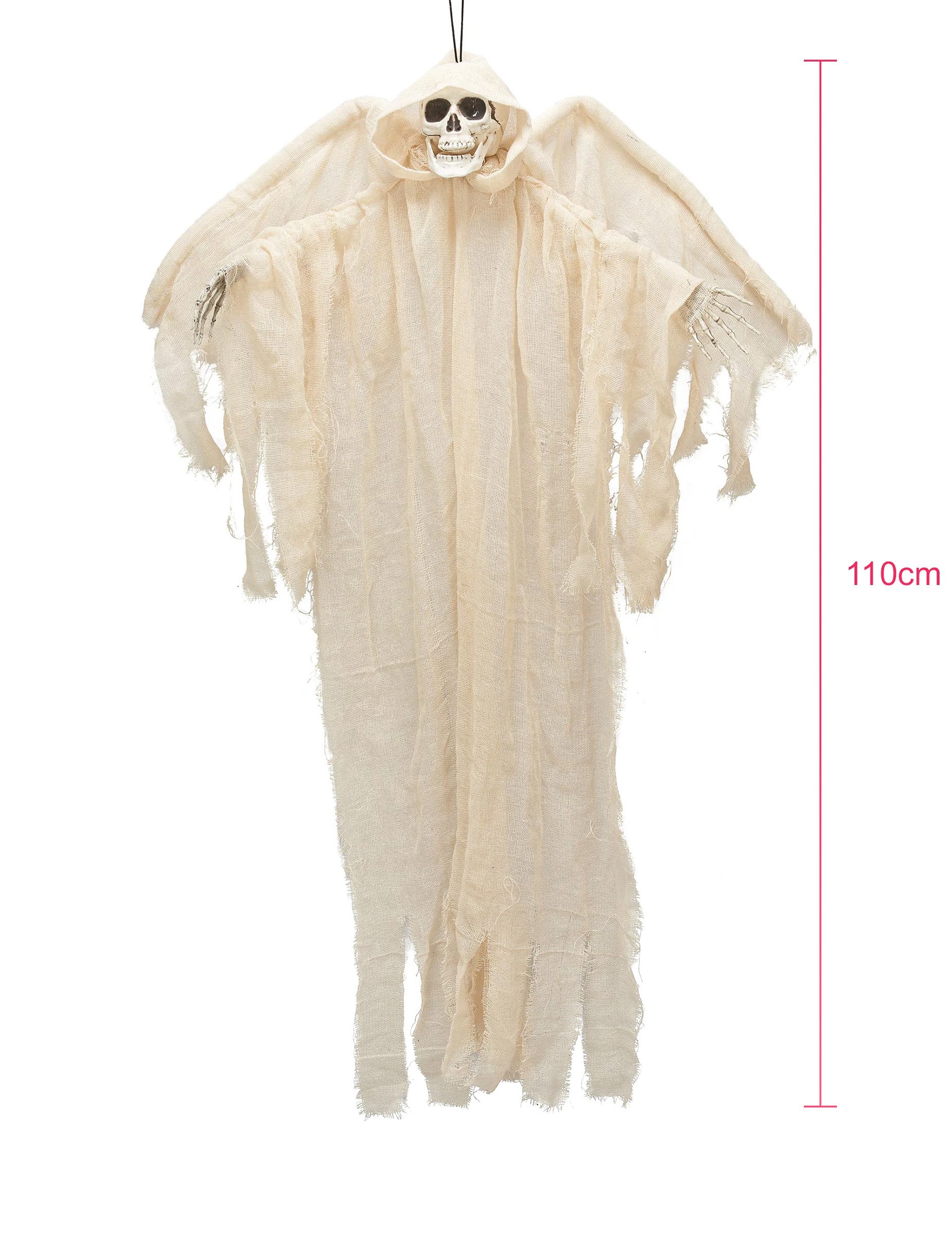 Kostüm Todesengel Halloween-Hängedeko Skelett weiss 110cm
