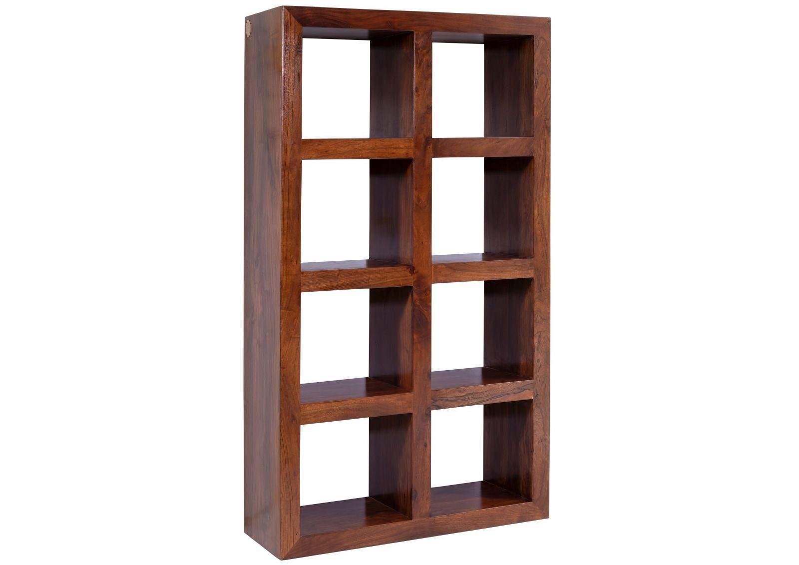 Massivmoebel24 Bücherregal OXFORD, 1-tlg., Regal CUBUS Akazie 96x35x174x nougat lackiert OXFORD #336