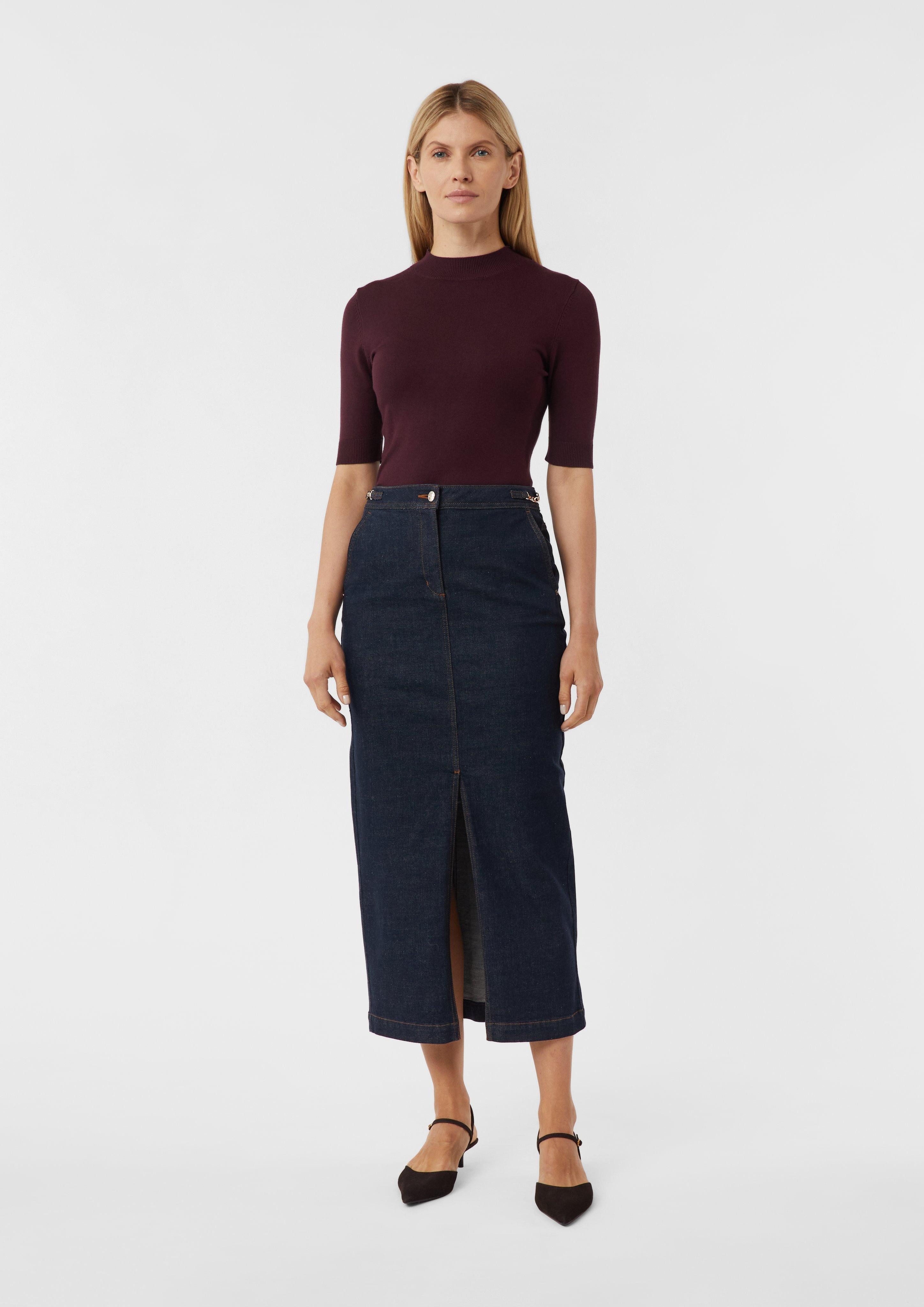 comma Maxirock Langer Jeansrock mit Ketten-Details günstig online kaufen