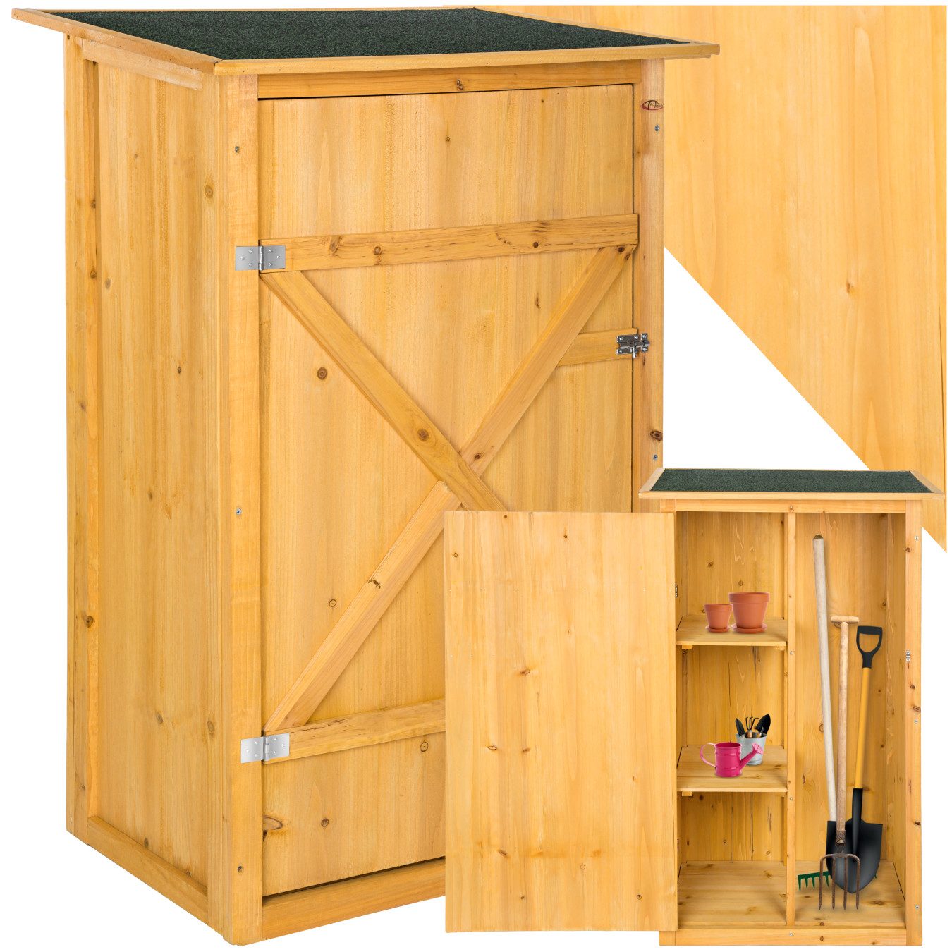 tectake Geräteschrank Gartenschrank mit Flachdach (Bausatz, günstig online kaufen