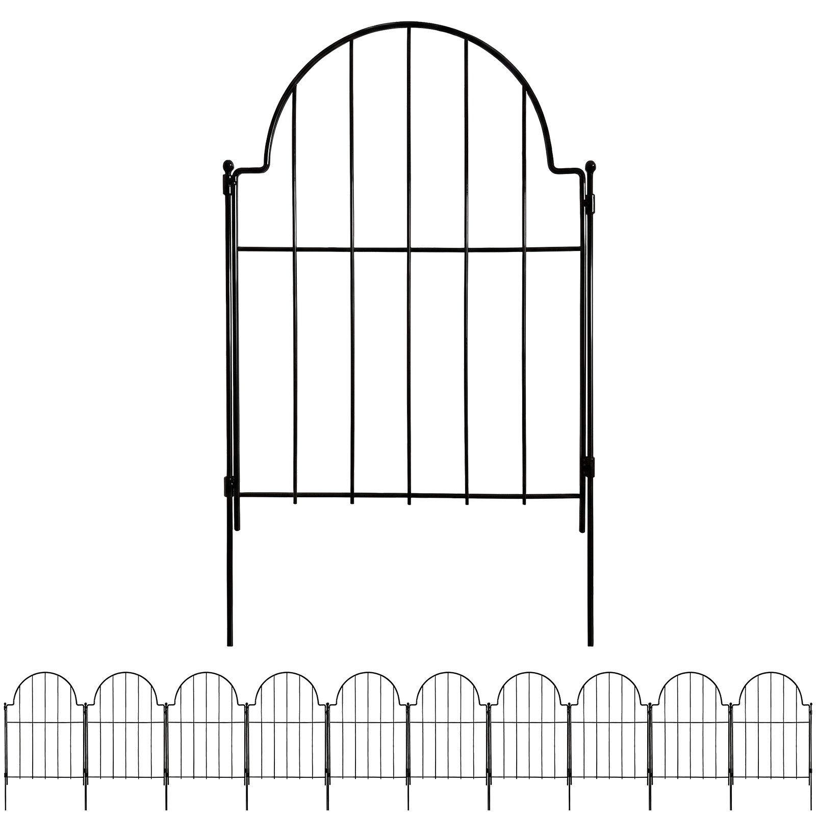 Thealyn Gartenzaun 43cmx3,3m Steckzaun Rosteinschlagfrei, (10-St)