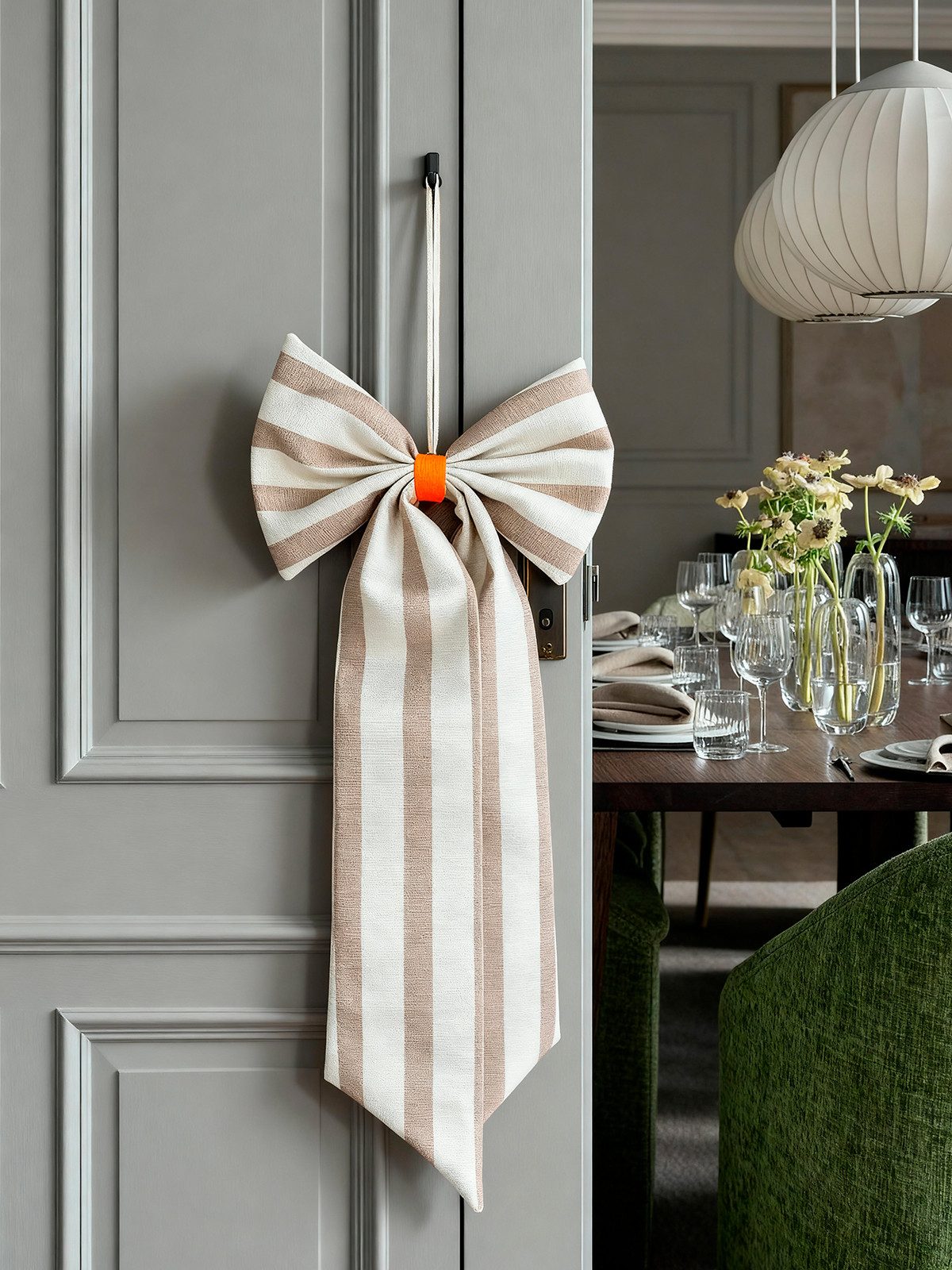 coopz Weihnachtsbaumschleife Schleife Canvas creme/sand breit gestreift – Bild 2 von 2