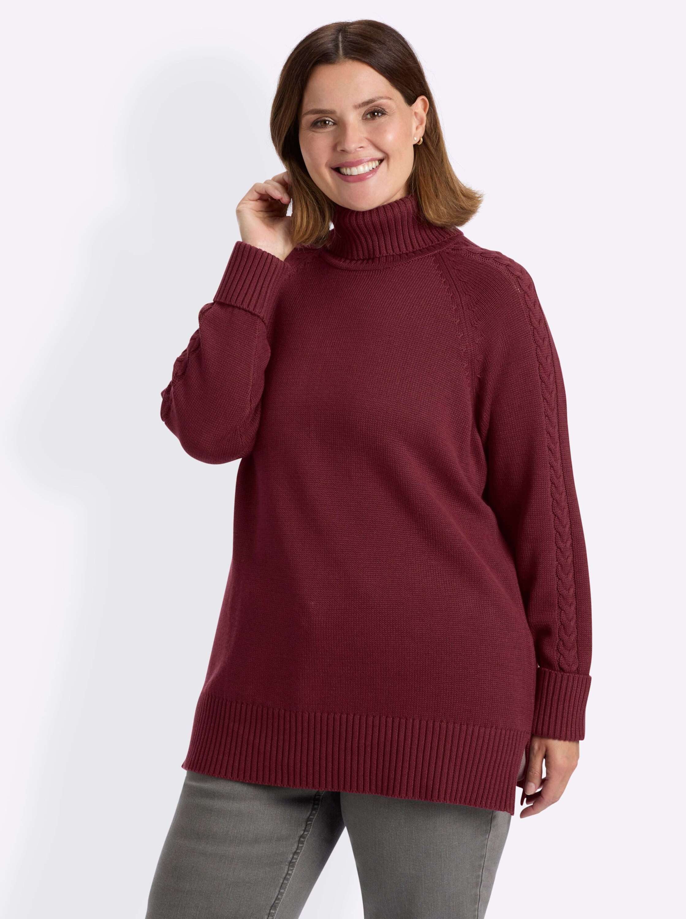 Sheego Strickpullover Pullover Langarm Grobstrick, Zopfmuster