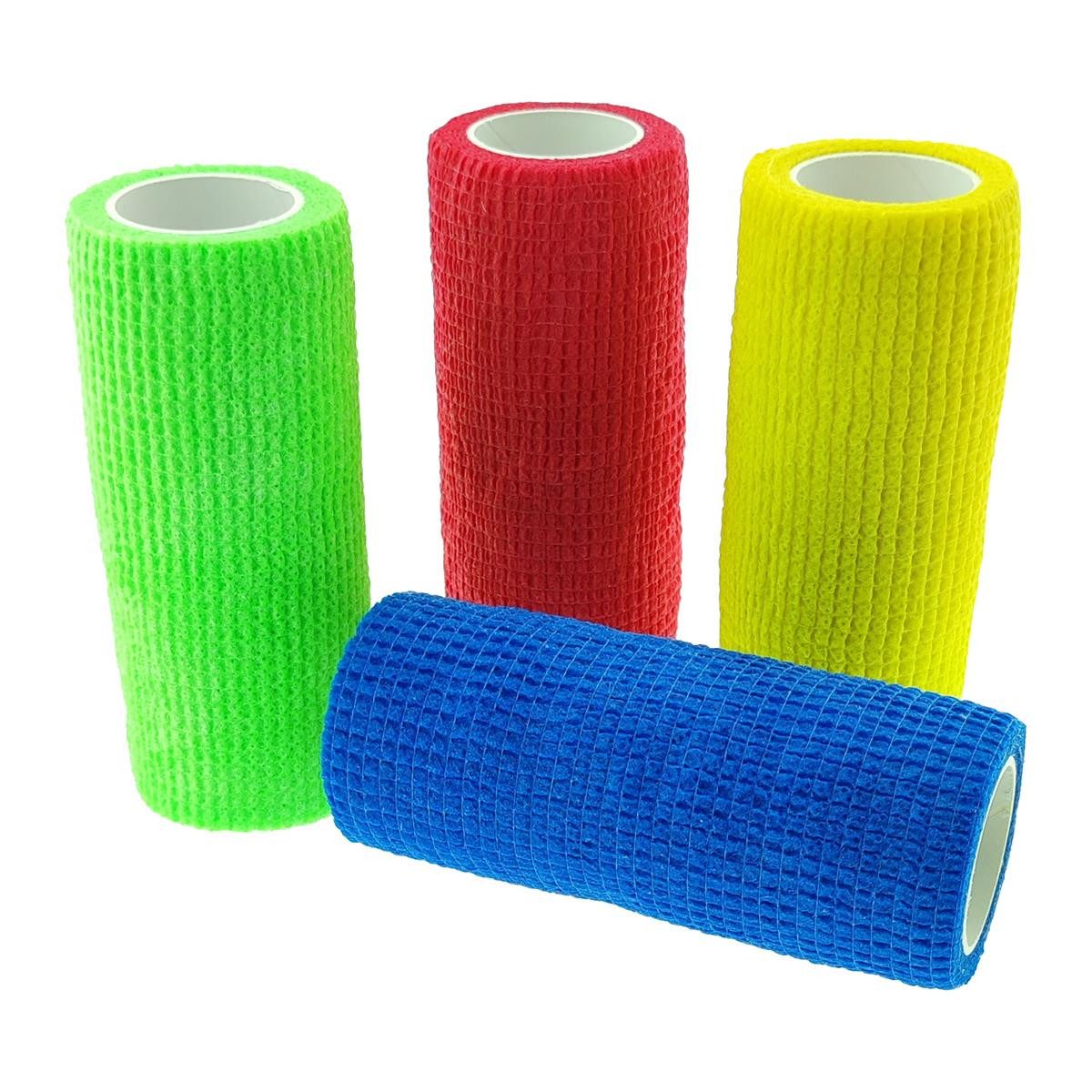 varivendo Bandage 18x Selbsthaftende Bandage elastisch farbig 100mm x 2800mm (Set, 19-tlg., Elastikbandage + Notizblock), Stützbandage Sportbinde Fixierverband