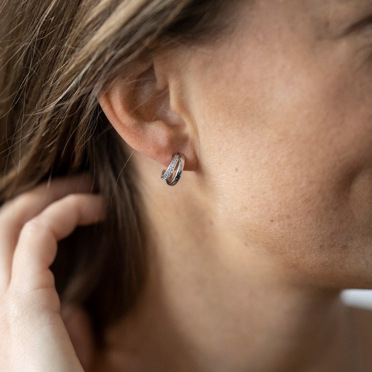 Materia Paar Ohrstecker Silber Zirkonia Creolen / Halbcreolen SO-496, 925 S günstig online kaufen