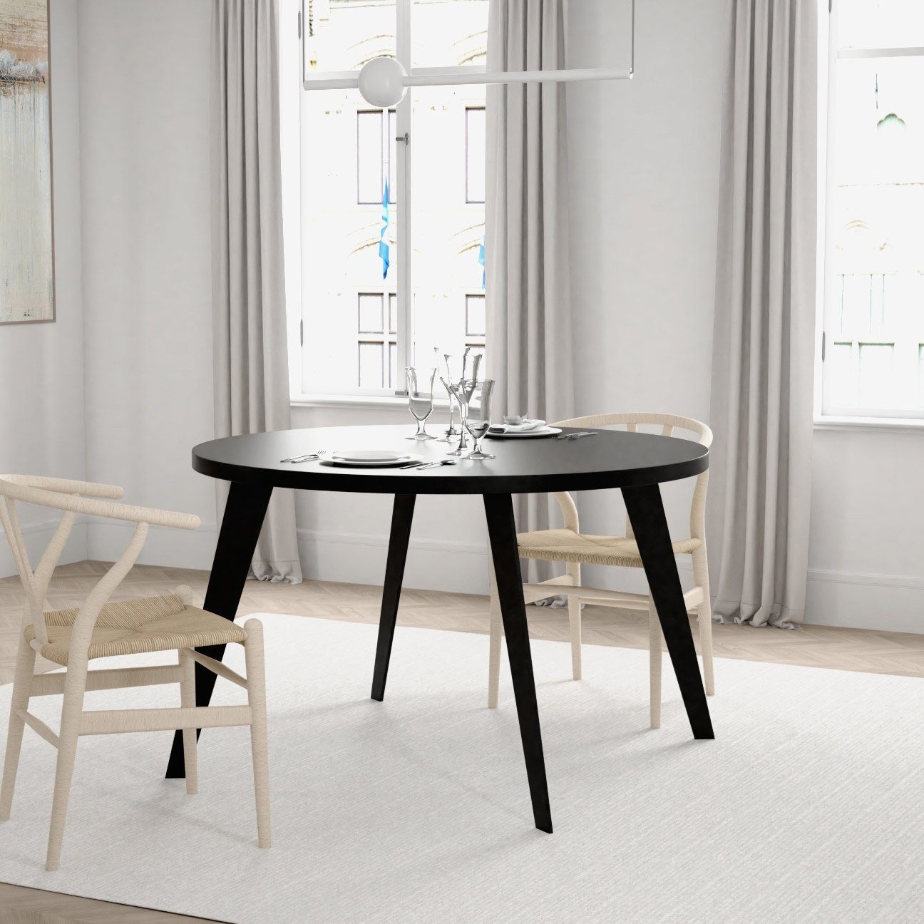 Newroom Esstisch Schwarz 110 cm, Esstisch Schwarz Modern Ausziehbar Tisch Esszimmer