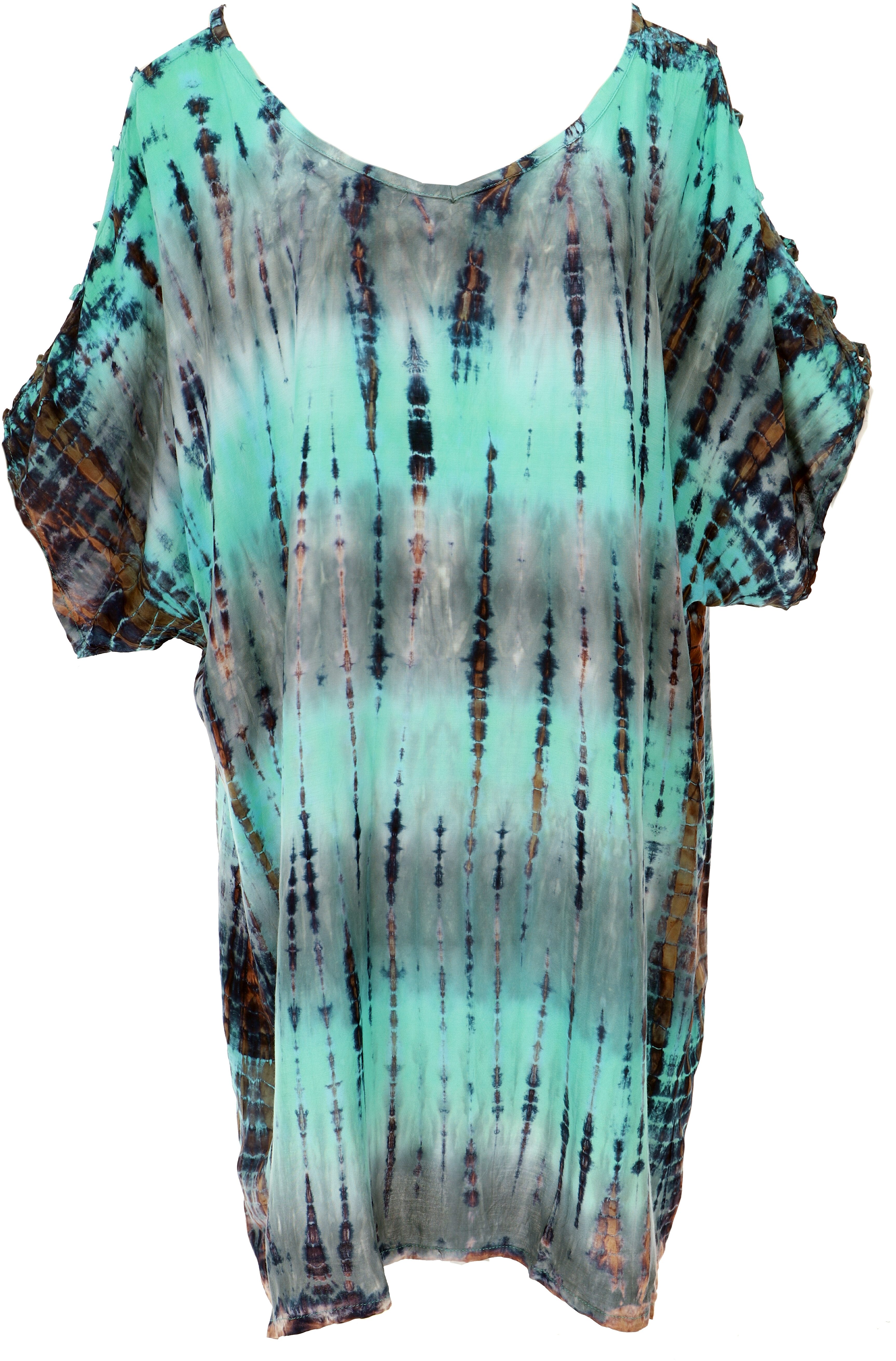 Guru-Shop Midikleid Schulterfreies Batikdress, Cold Shoulder.. günstig online kaufen