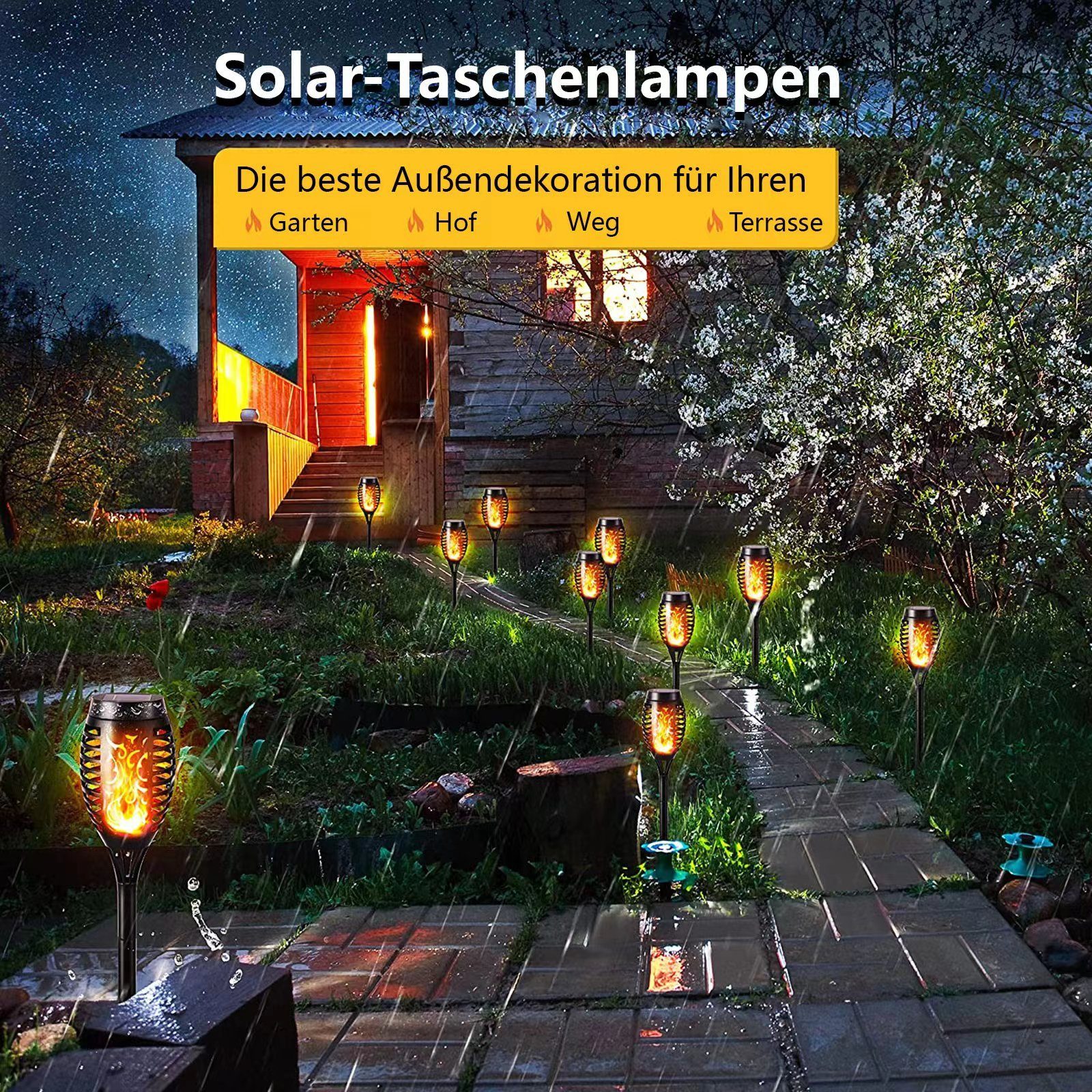 Aoucheni LED Solarleuchte Solar Fackel Lampe Solarleuchte Solar Garten Fackel Flamme Gartenlicht