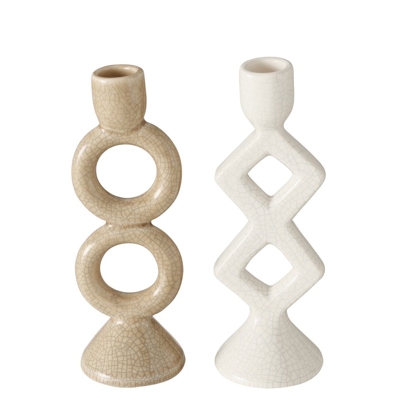 Kerzenhalter Kerzenleuchter Famosa, 21 cm hoch, 1 Stück, Beige oder Weiß