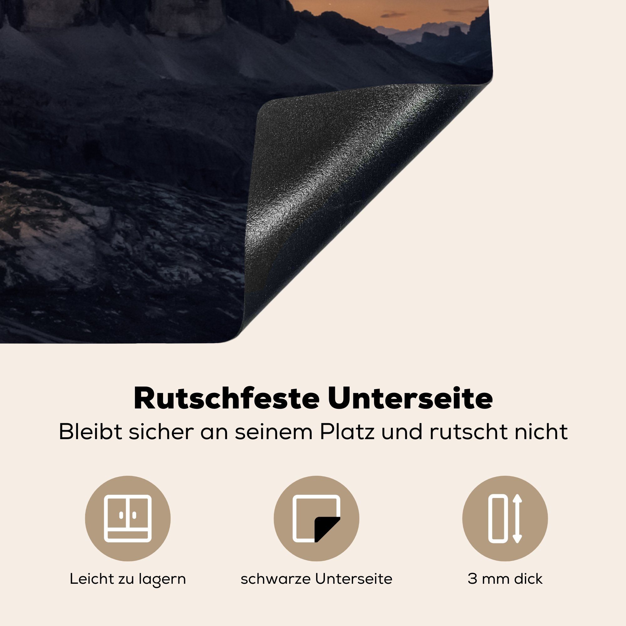 unter tlg), Sternenhimmel, MuchoWow Ceranfeldabdeckung für 81x52 (1 Vinyl, cm, Schutz küche, Herdblende-/Abdeckplatte Induktionskochfeld Berglandschaft die