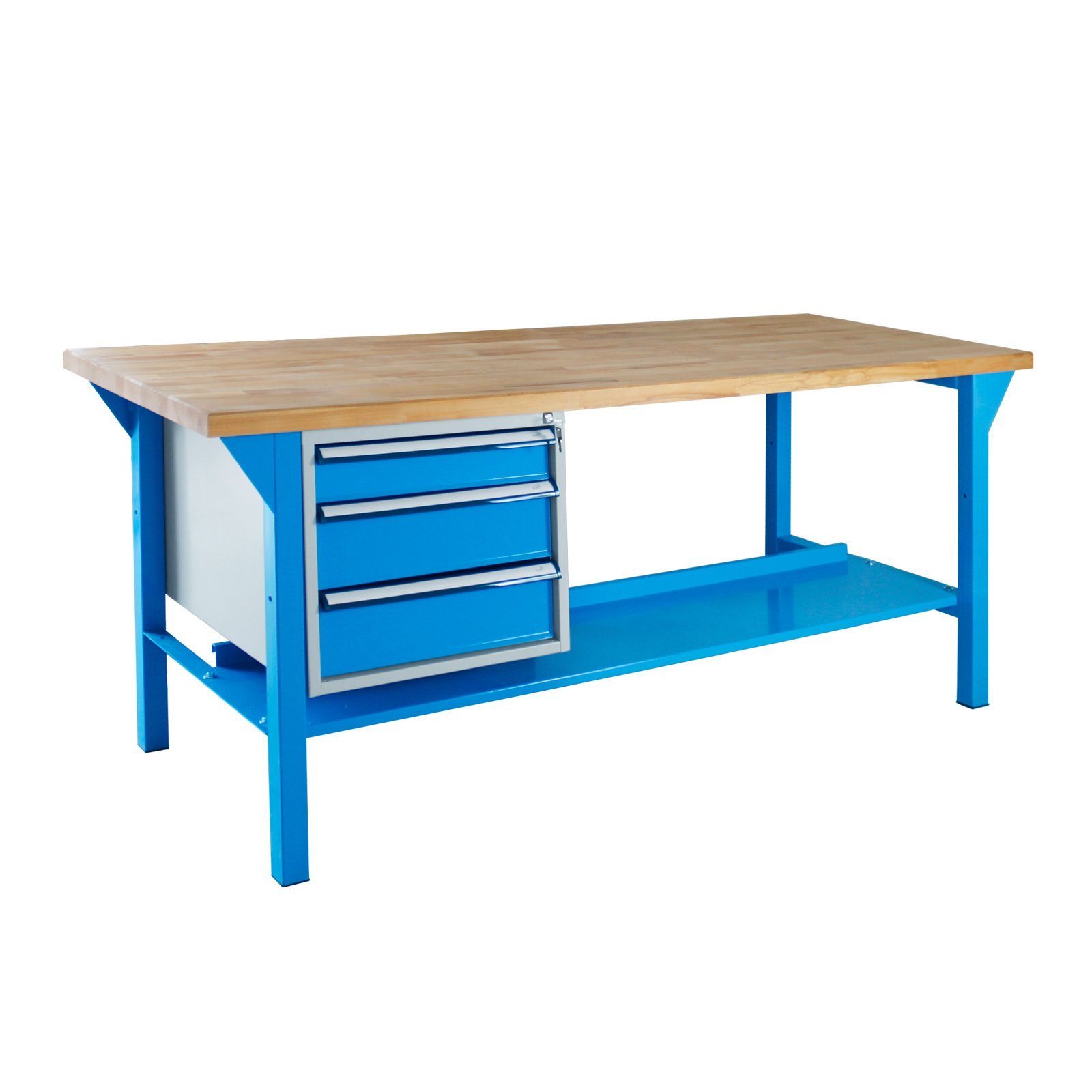 PROREGAL® Werkbank Werkbank Rhino Plus 3 Lichtblau mit Blau/Blau Schubladen, 84x150x70cm, HxBxT