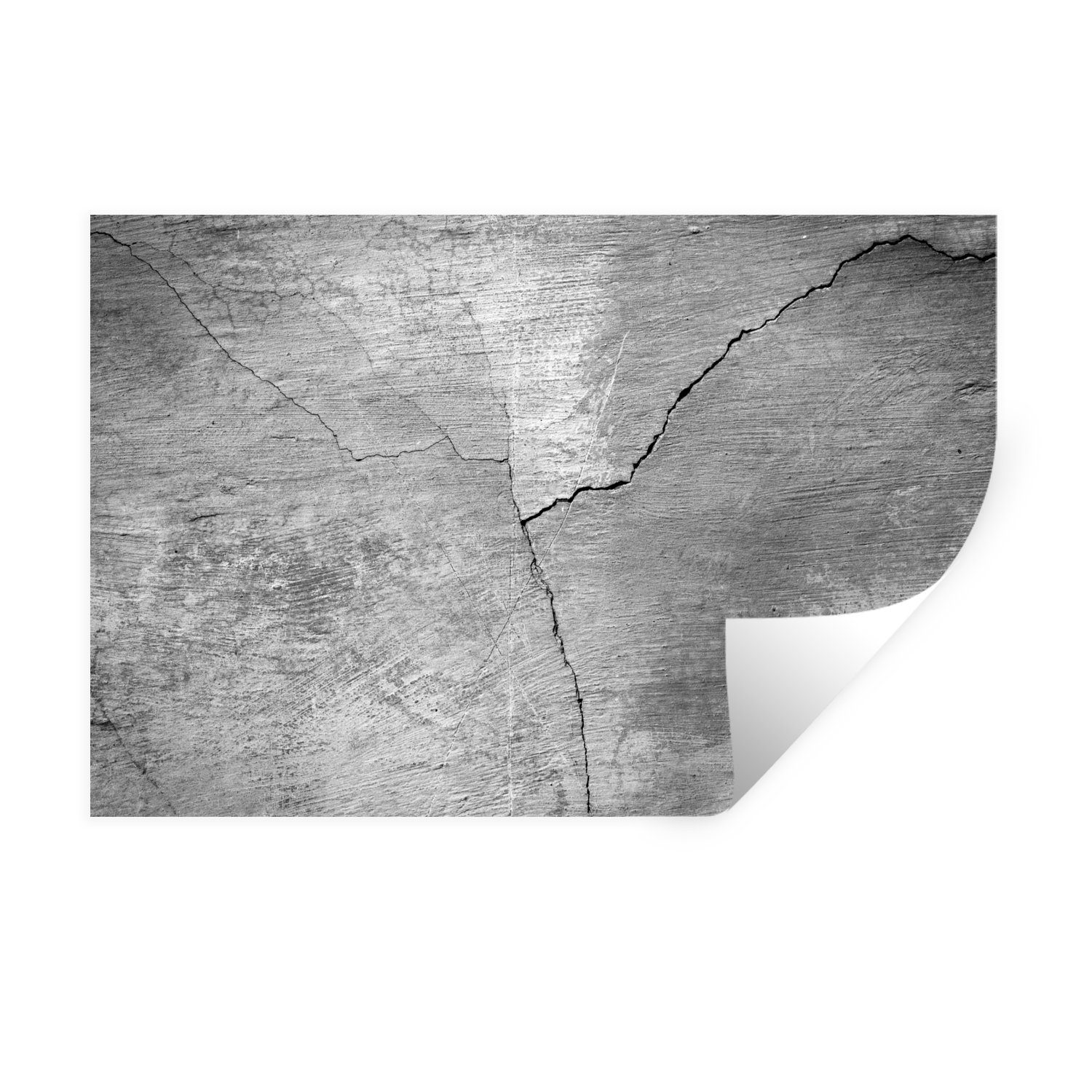 MuchoWow Wandsticker Beton - Industriell - Grau - Weiß - Vintage (1 St), Wandtattoo, Selbstklebend, Wohnzimmer, 30x20 cm