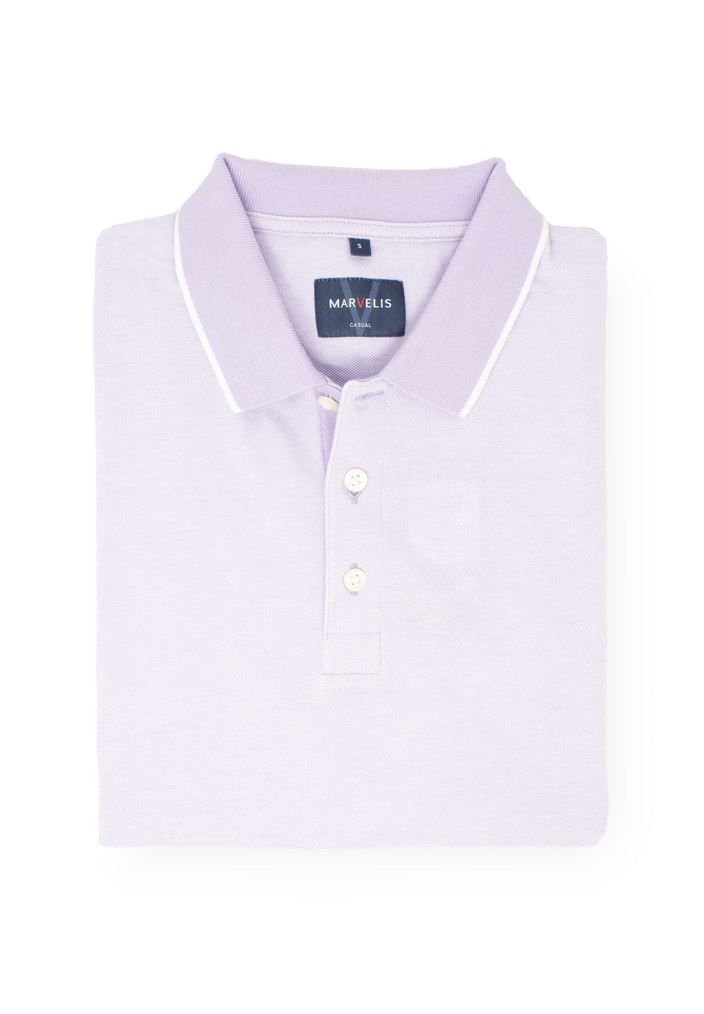 MARVELIS Poloshirt Poloshirt - Piqué - Einfarbig - Flieder
