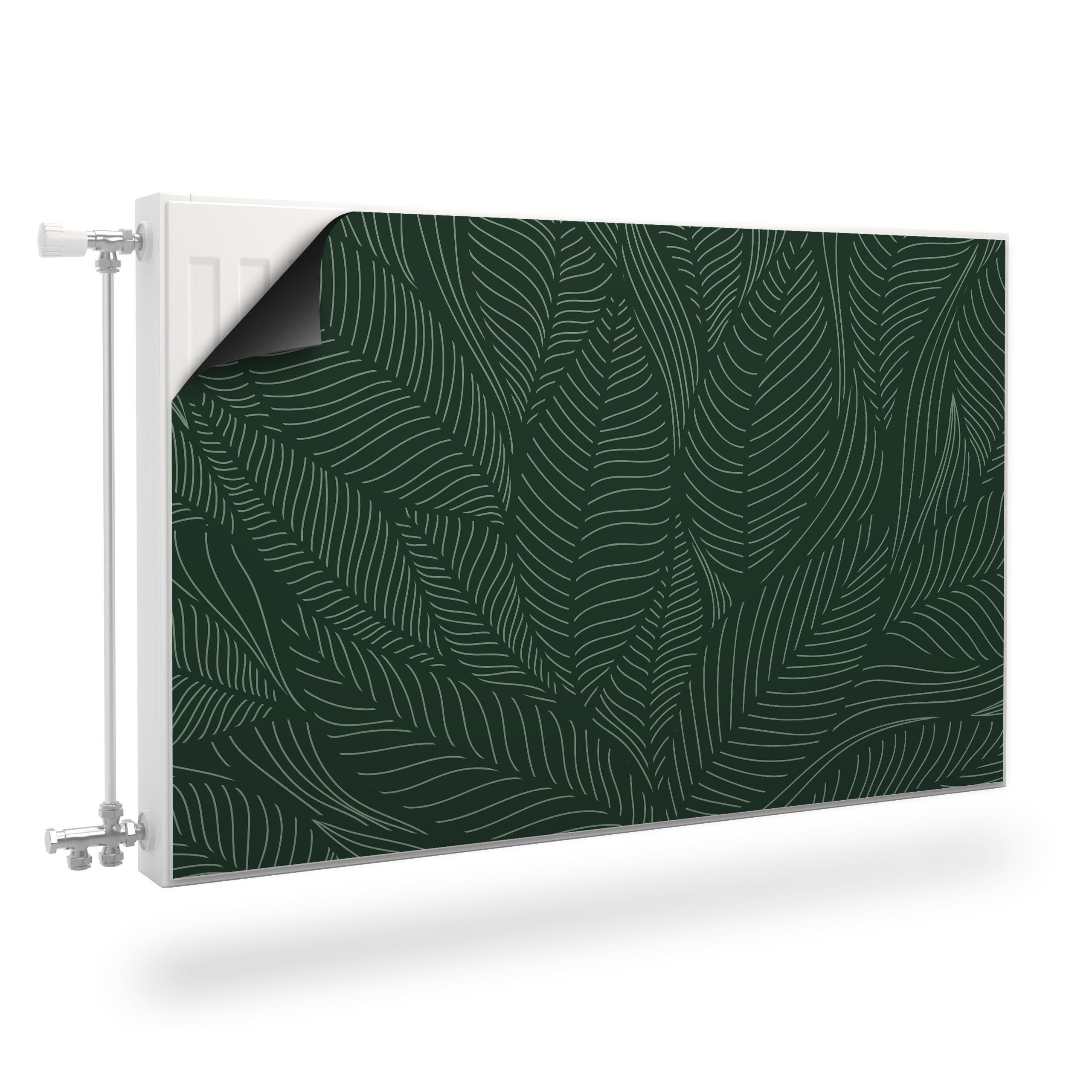 Muralo Magnetfolie Heizkörperverkleidung Blätter – Heizkörperabdeckung magnetisch, Gemalte Bananenblätter – 80x60 cm, abriebfest, abwischbar