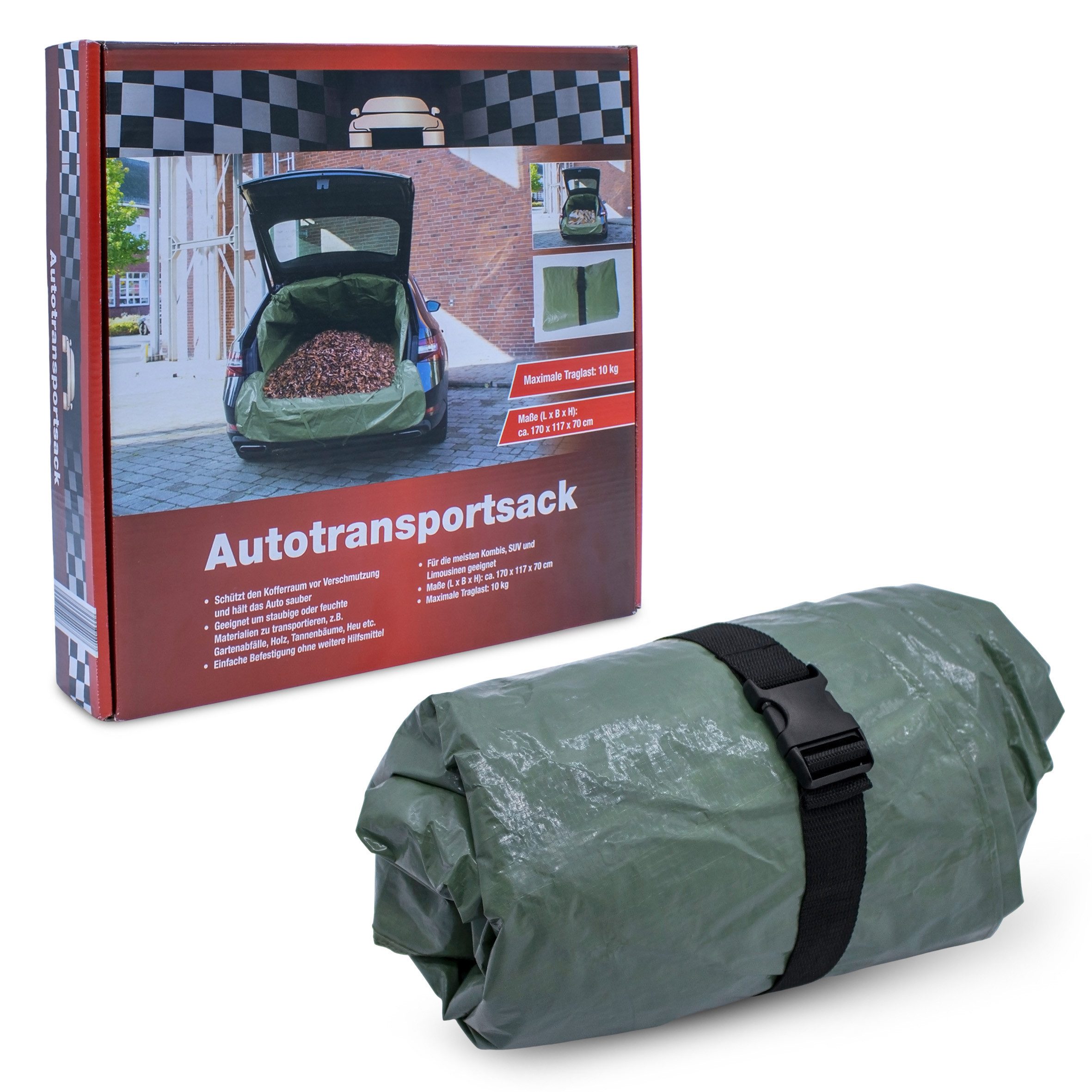 Spetebo Big Bag Universal Auto Transportsack - 1300 Liter Fassverm., Strapazierfähige Kofferraum Schutzplane