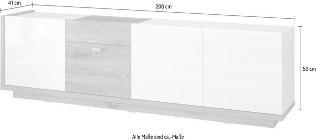 Helvetia Lowboard »Lars«, Breite 200 cm, stehend/hängend montierbar-Otto
