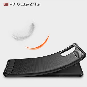 CoolGadget Handyhülle Schwarz als 2in1 Schutz Cover Set für das Motorola Edge 20 Lite 6,7 Zoll, 2x Glas Display Schutz Folie + 1x TPU Case Hülle für Edge 20 Lite