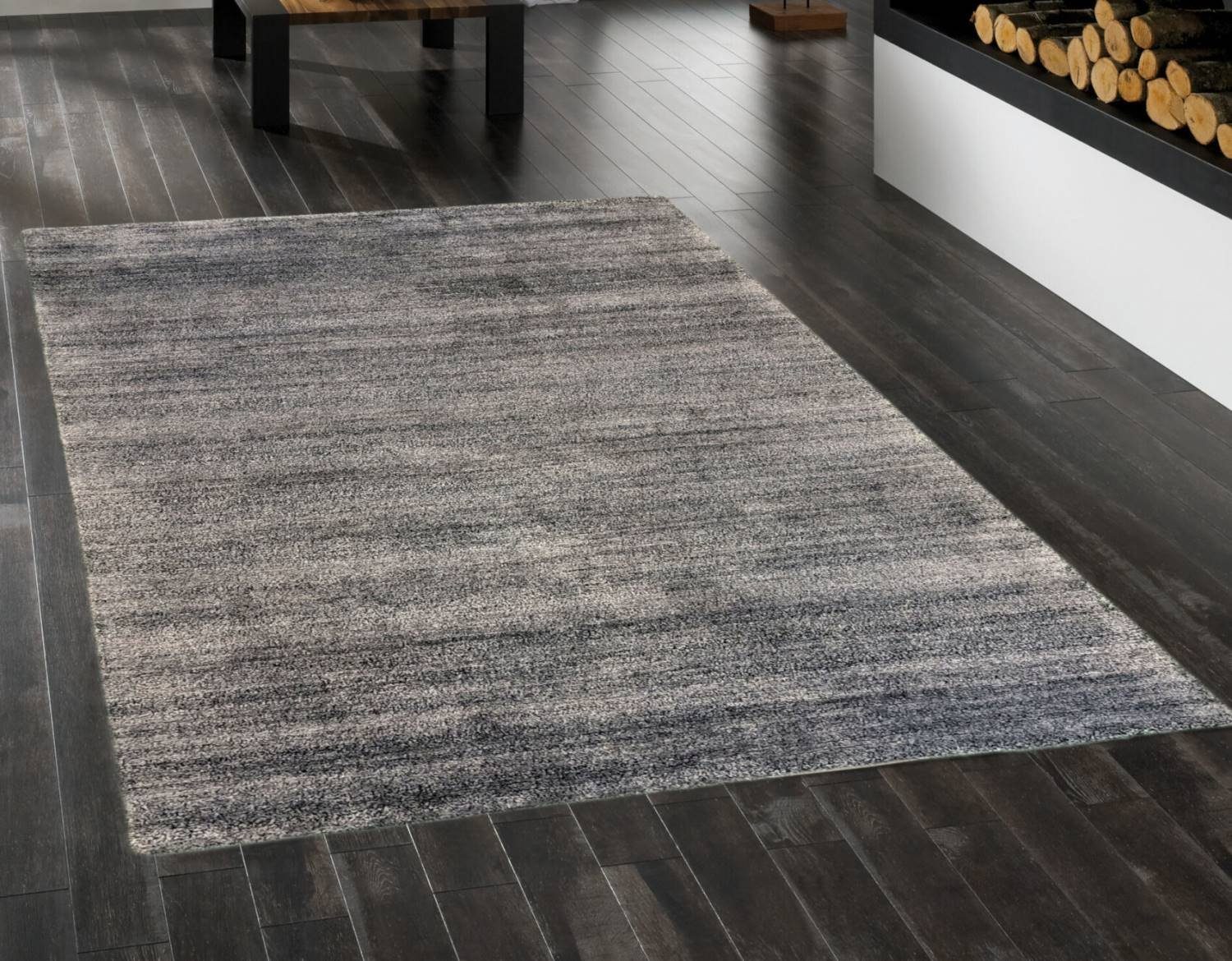 Rug Studios Teppich KHANGRI UNI, rund, Höhe: 17 mm, Handgeknüpft, 150 x 150 cm, dunkelgrau