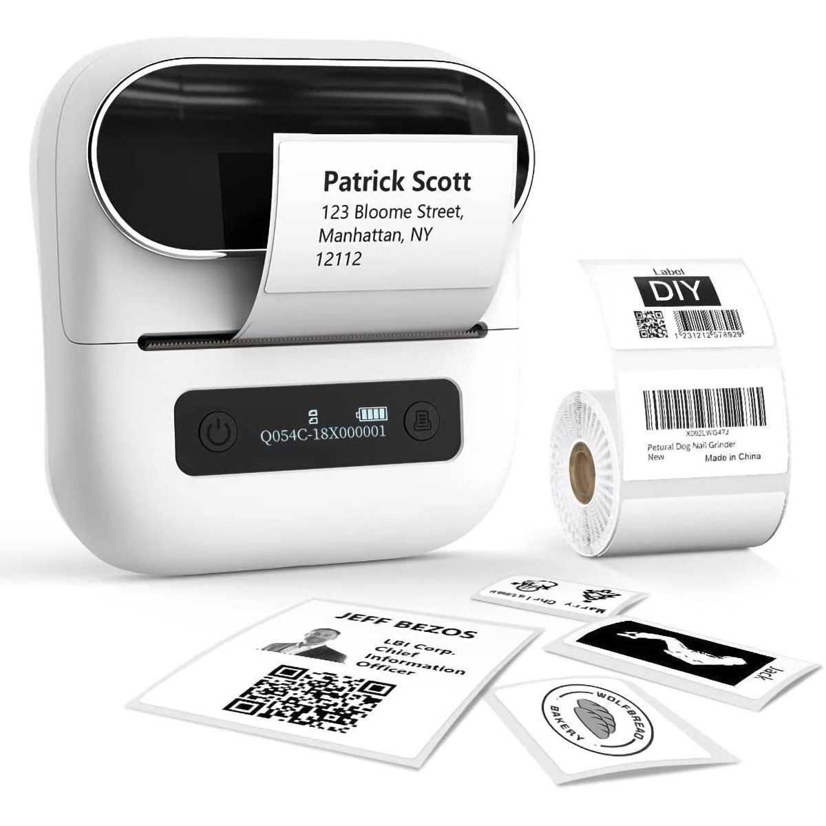 yozhiqu Selbstklebender Thermotransfer-Etikettendrucker,40-mm-Etikettendrucker Etikettendrucker, (tragbarer - Kompakt und vielseitig, unterstützt Android und iOS)
