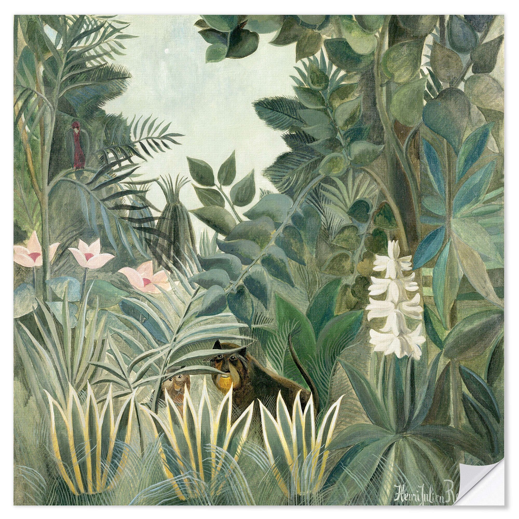Posterlounge Wandfolie Henri Rousseau, Äquatorialer Dschungel, Wohnzimmer Malerei