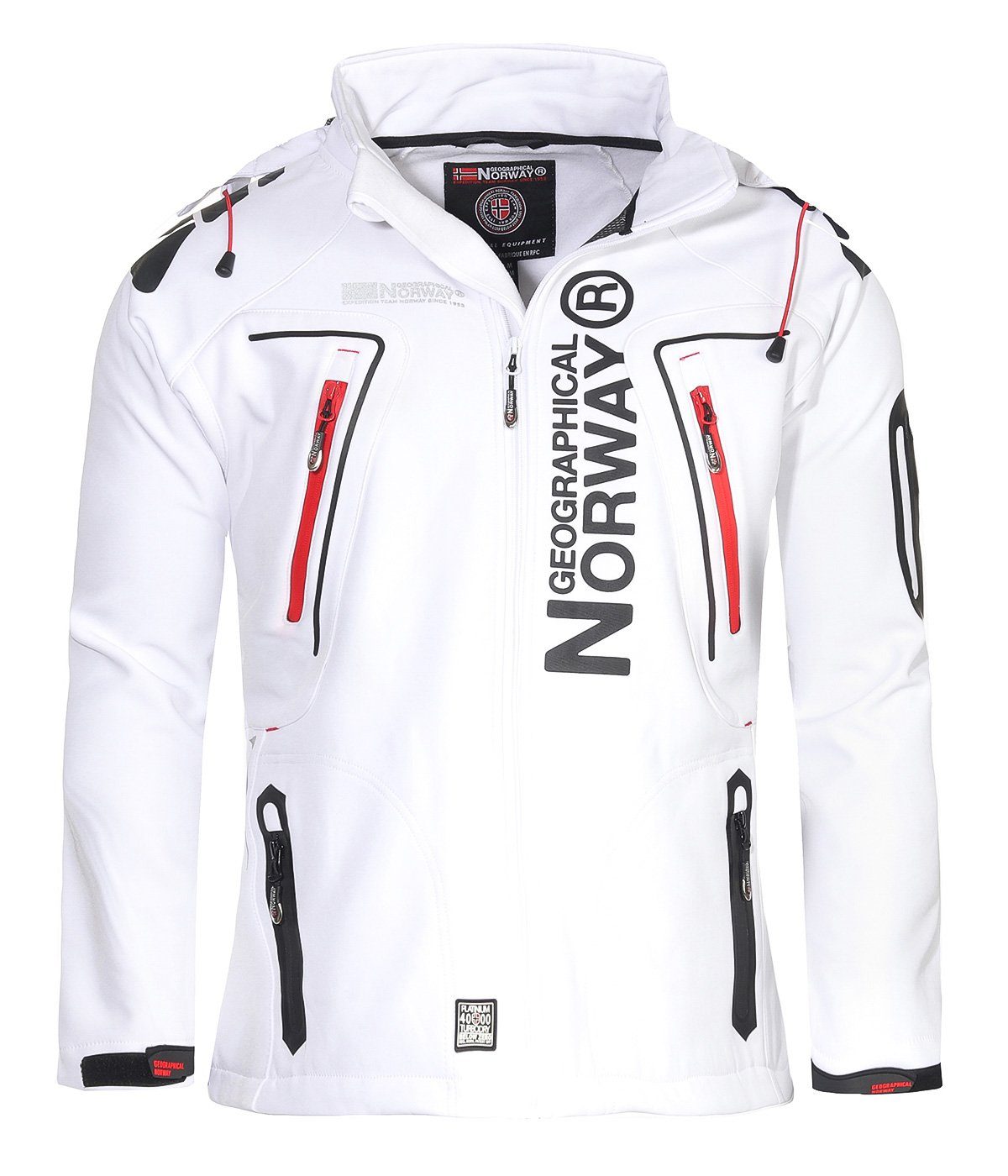 Geographical Norway Softshelljacke Herren Softshell Wander Sport Übergangsjacke Trekking Jacke in Unifarbe, mit abnehmbarer Kapuze, mit Stehkragen