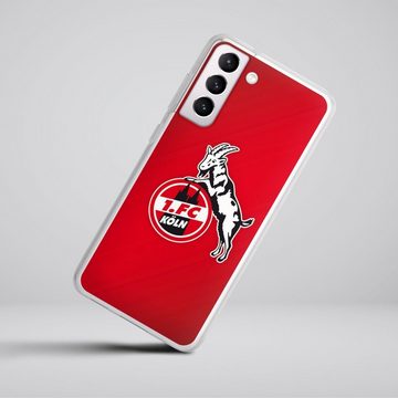 DeinDesign Handyhülle 1. FC Köln Offizielles Lizenzprodukt EffZeh 1. FC Köln rot, Samsung Galaxy S21 FE 5G Silikon Hülle Bumper Case Handy Schutzhülle