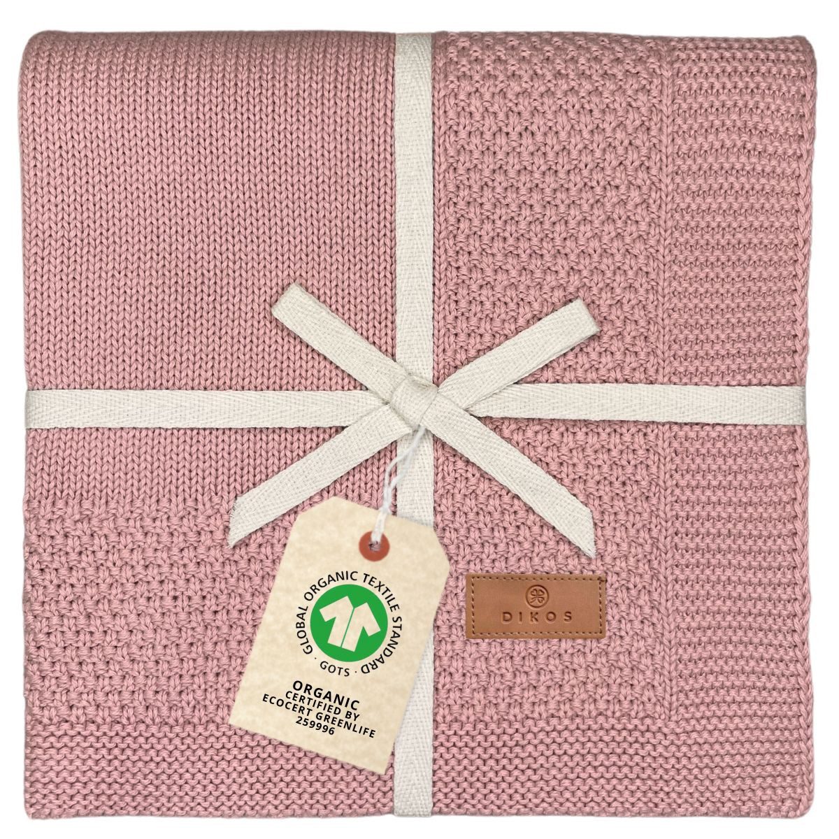 Babydecke DIKOS® Kuscheldecke Bordüre *100%* Bio Baumwolle, Geschenk zur Geburt, DIKOS, Strickdecke 75×100, Baby Erstausstattung Neugeborene, Babygeschenk