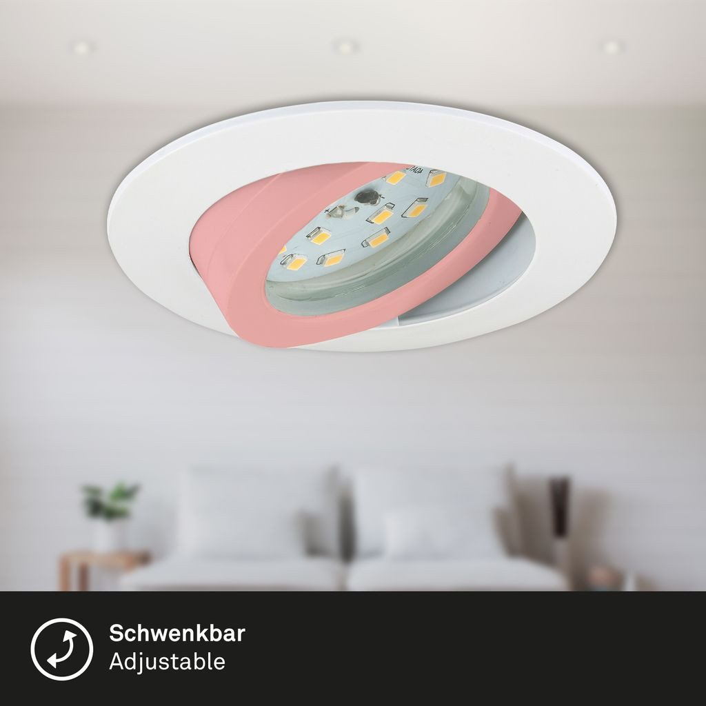 Briloner Leuchten LED Einbaustrahler 7232-036, Dimmfunktion, LED fest integriert, 2700K - Extra-Warmweiß, Einbauleuchte SET dimmbar schwenkbar IP23 Ø 8,2cm