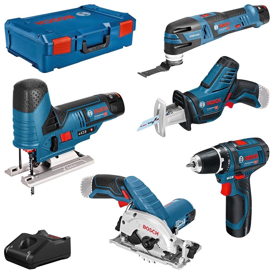 Bosch Professional Elektrowerkzeug-Set, Kombi-Set, 11-tlg., Professional 12V Akku-System