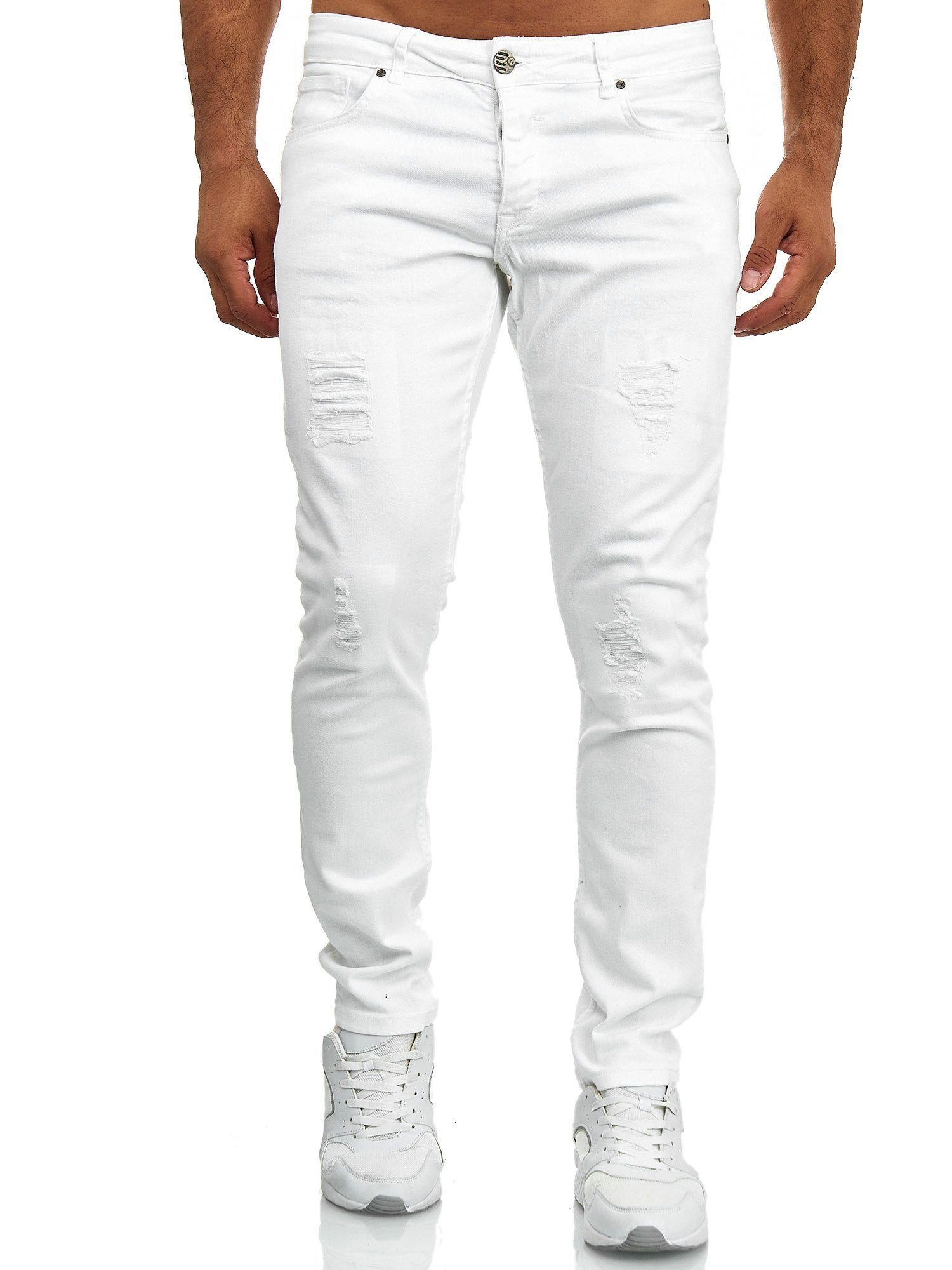 Tazzio Slim-fit-Jeans 16525 Stretch mit im weiß Elasthan Destroyed-Look &