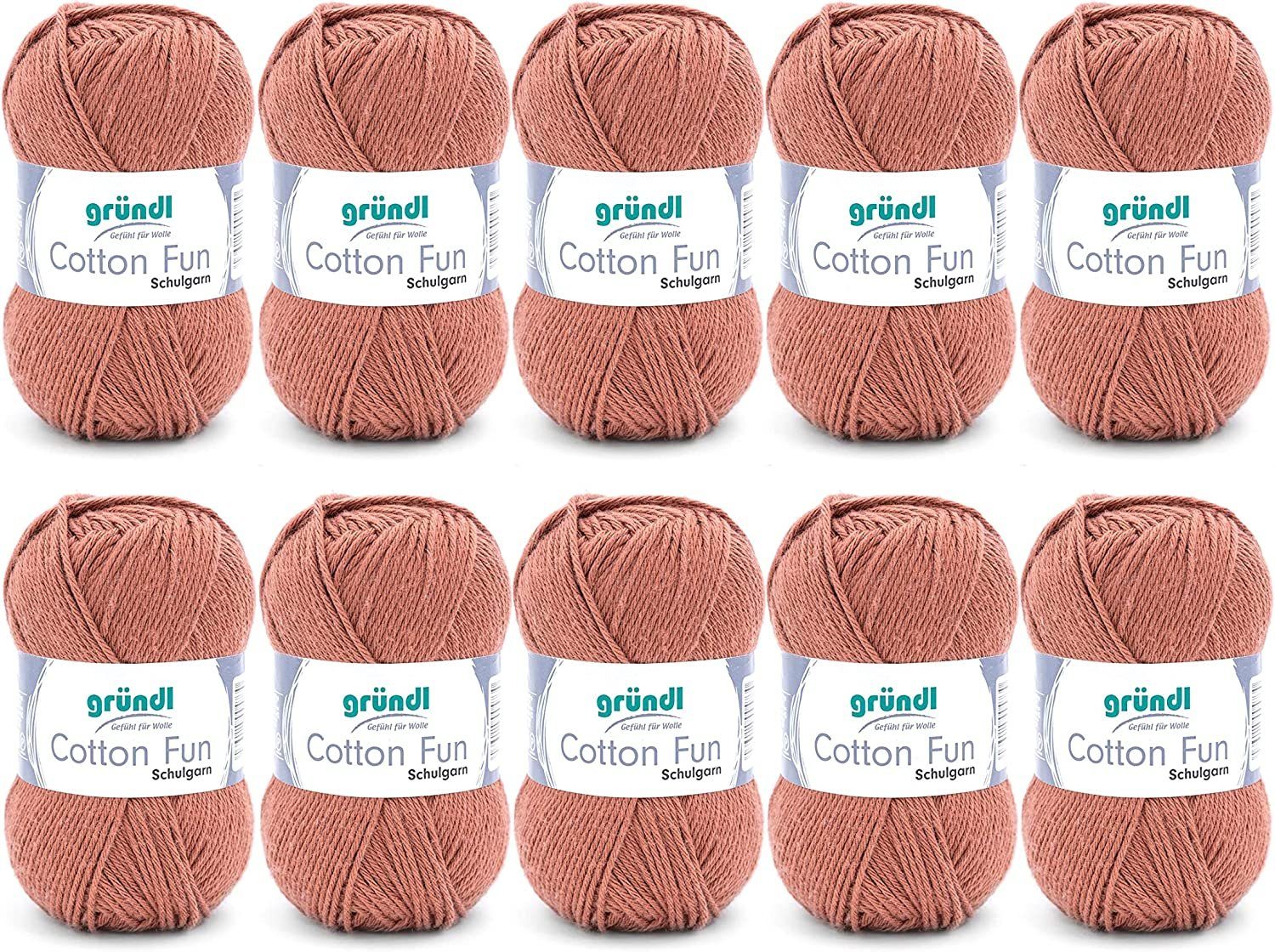 Gründl Cotton Fun Baumwollgarn 10x50g Strickgarn Häkelgarn Baumwolle Häkelwolle, (500g Paket Wolle zum Stricken und Häkeln, Nadelstärke 3 - 4 mm), 100% Baumwolle